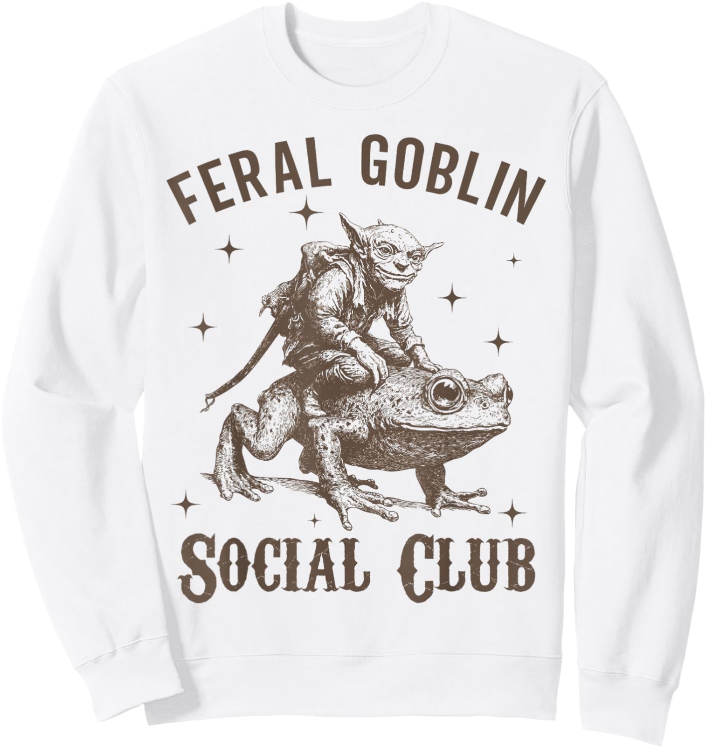 Funny Goblincore Feral Goblin Social Club Sweatshirt - Sweatshirt | White