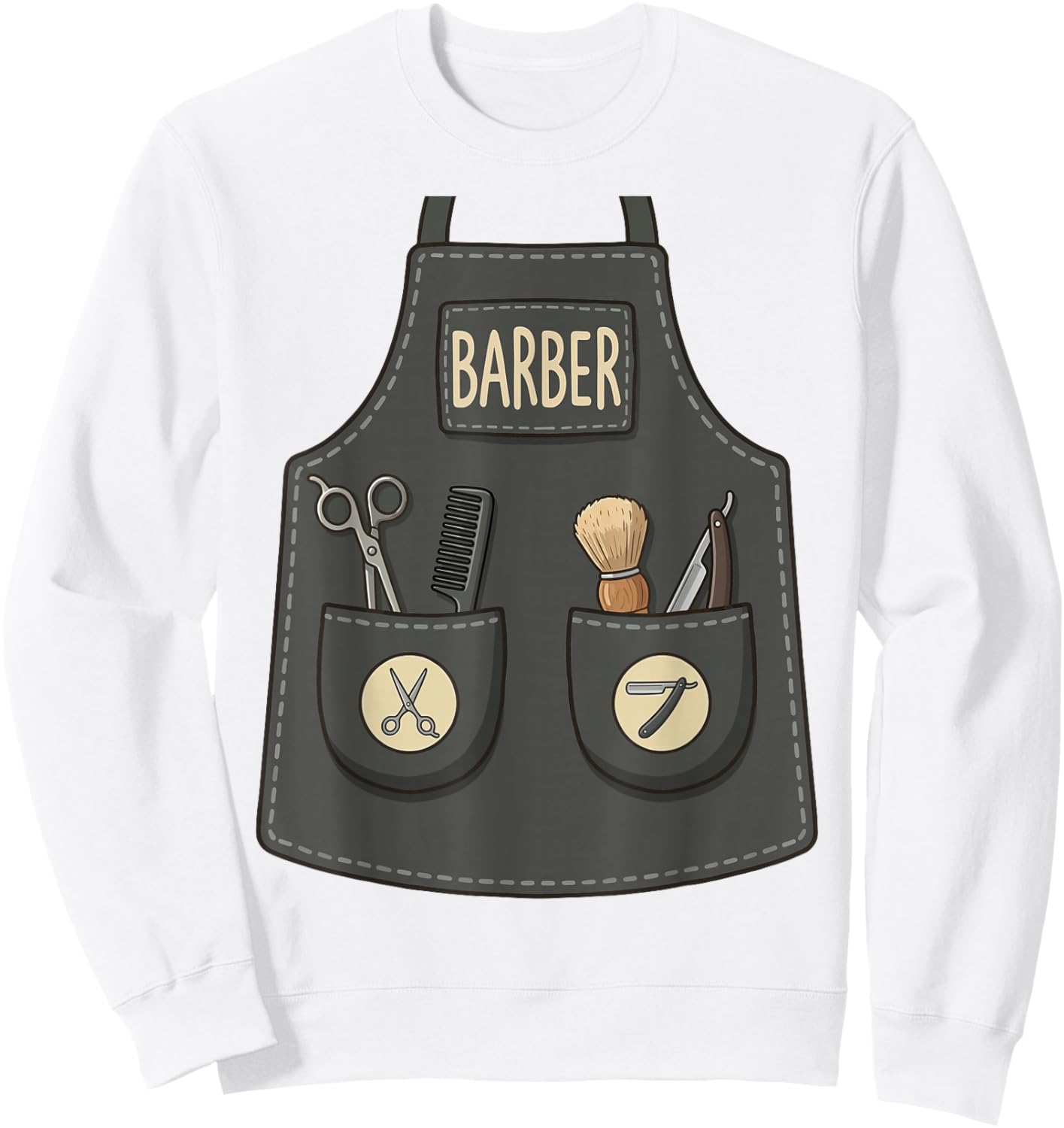 Barber Hair Stylist Funny Cool Apron Barbershop Costume Sweatshirt - Sweatshirt | White