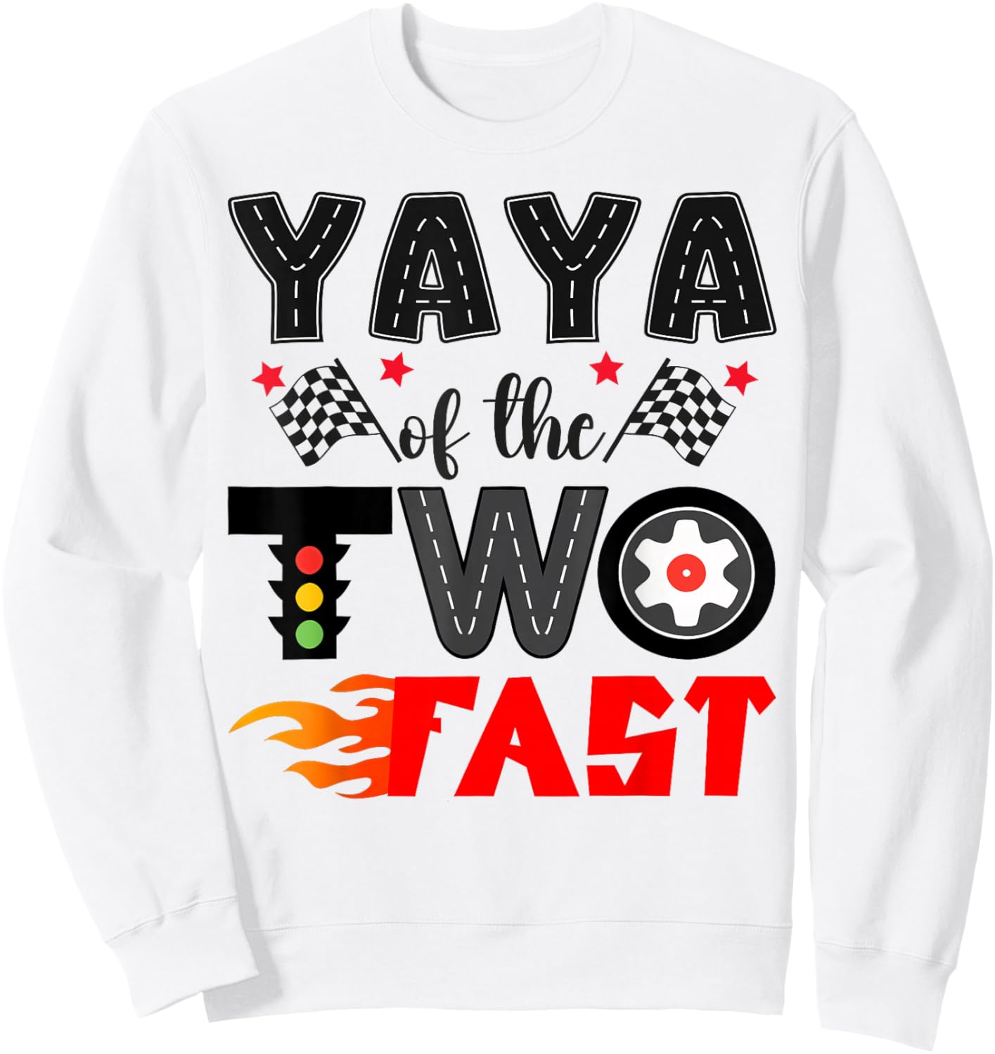Yaya of The Two Fast Racing Car 2Nd Birthday Boy Sweatshirt - Sweatshirt | White