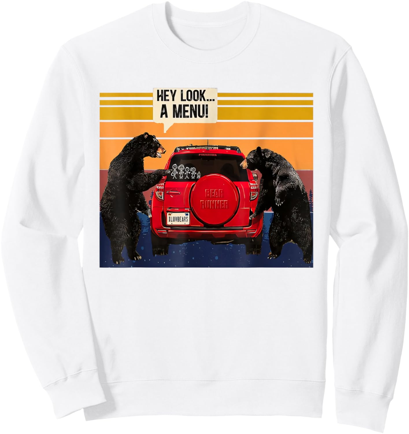 Hey Look the Menu Mountains Forest Camping Wilderness Bear Sweatshirt - Sweatshirt | White