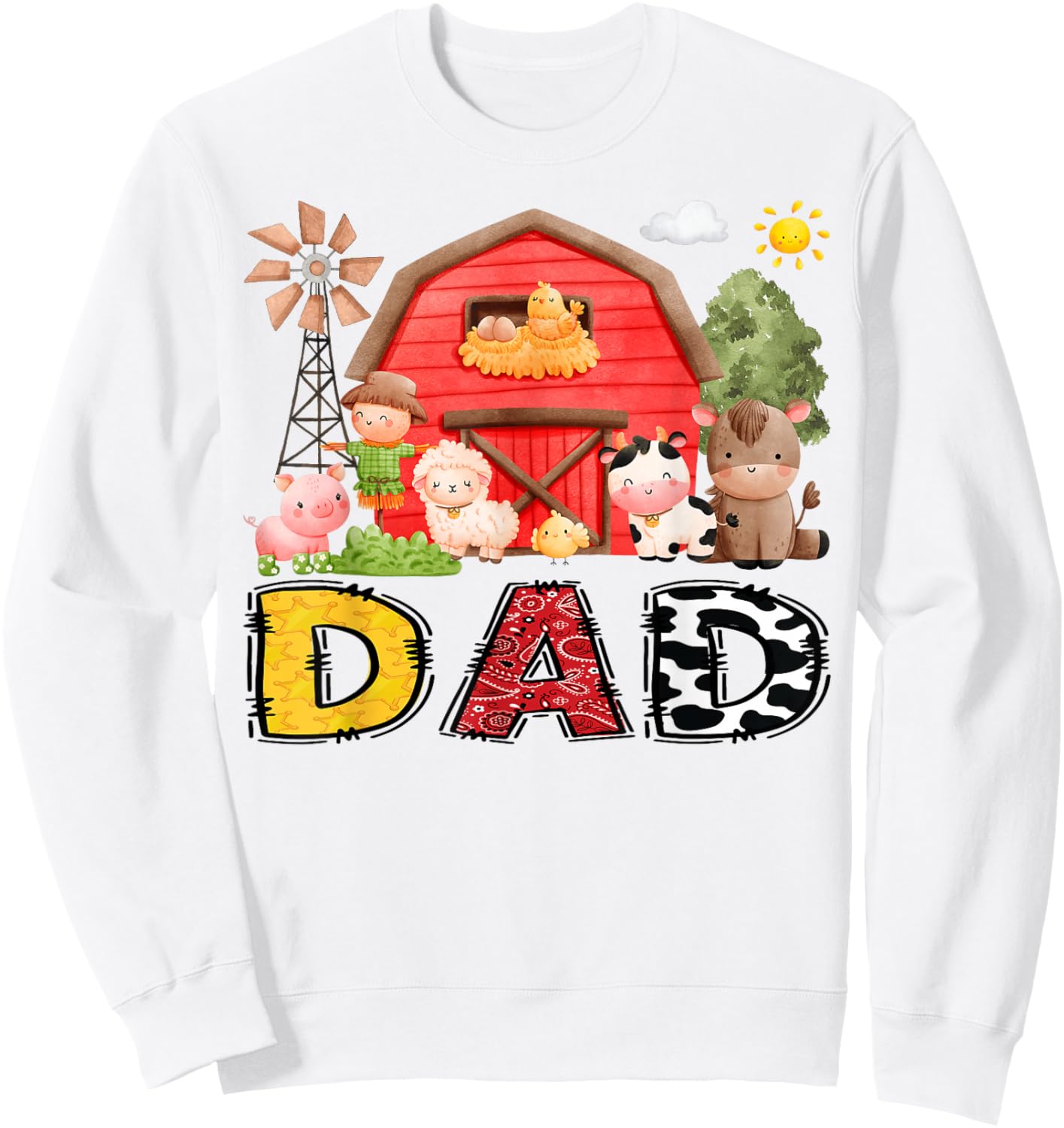 Dad Farm Cow Birthday Boy Matching Family Matching Sweatshirt - Sweatshirt | White