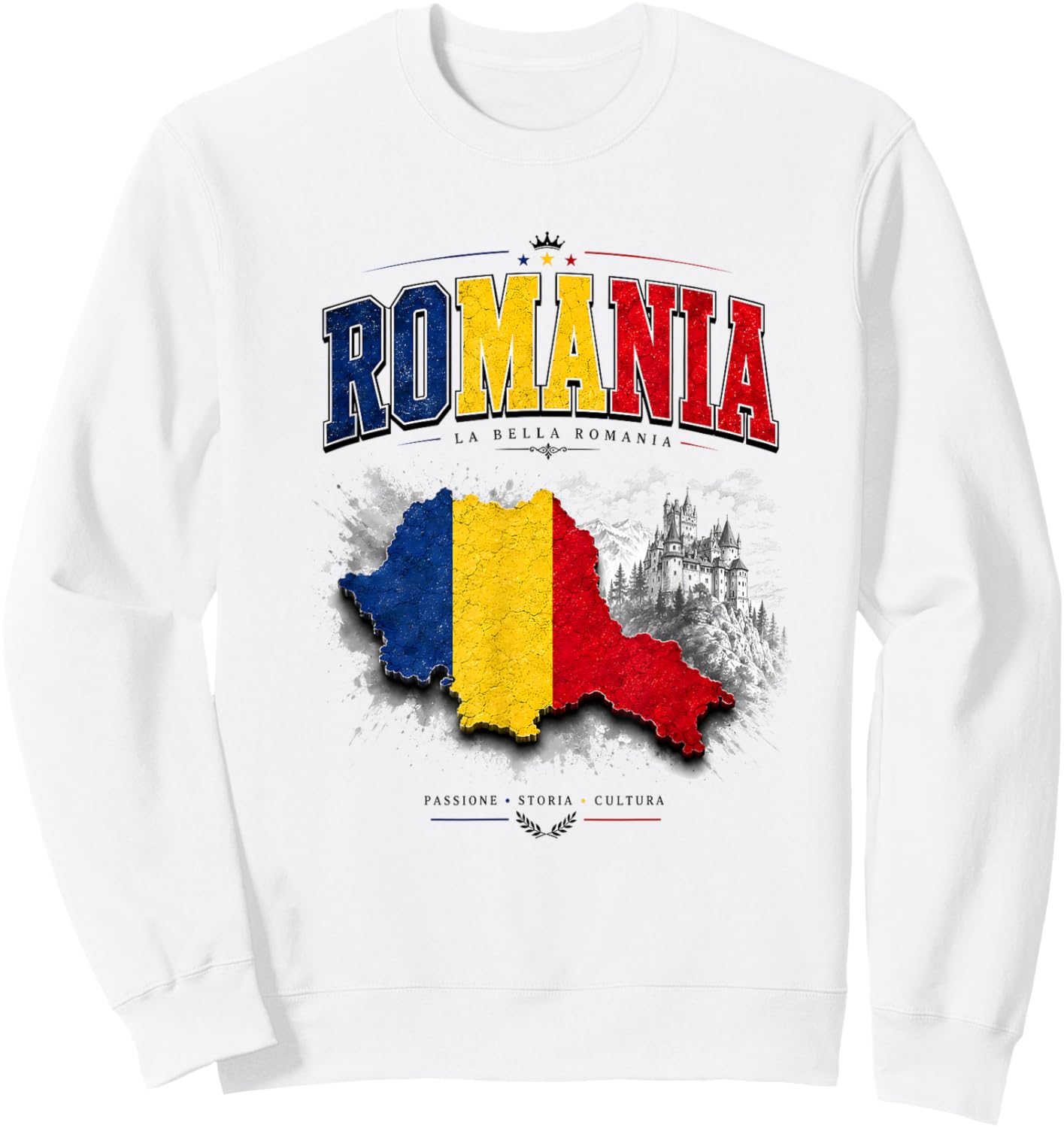 Romania Flag , Romanian , Romania Flag Men Women Sweatshirt - Sweatshirt | White