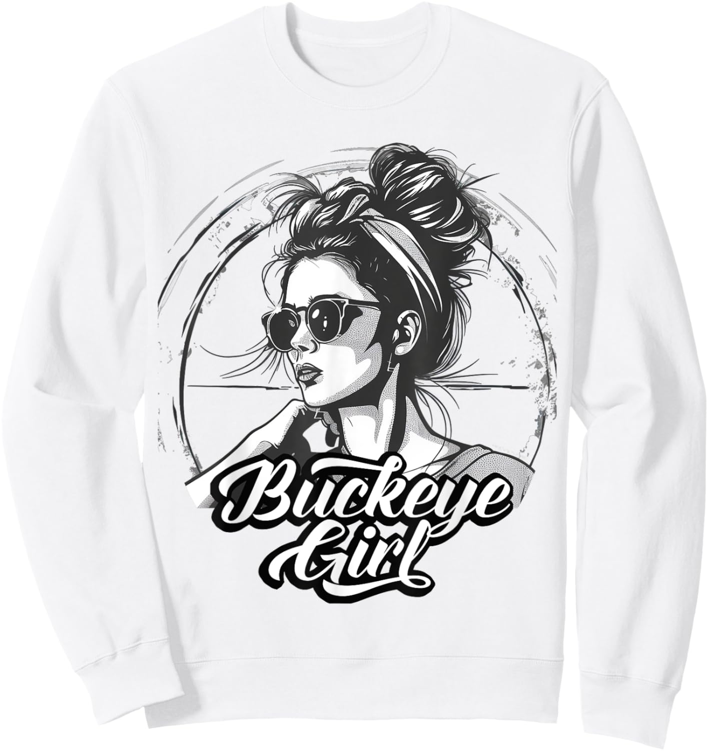 Buckeye Girl Ohio Messy Bun Home State Sweatshirt - Sweatshirt | White