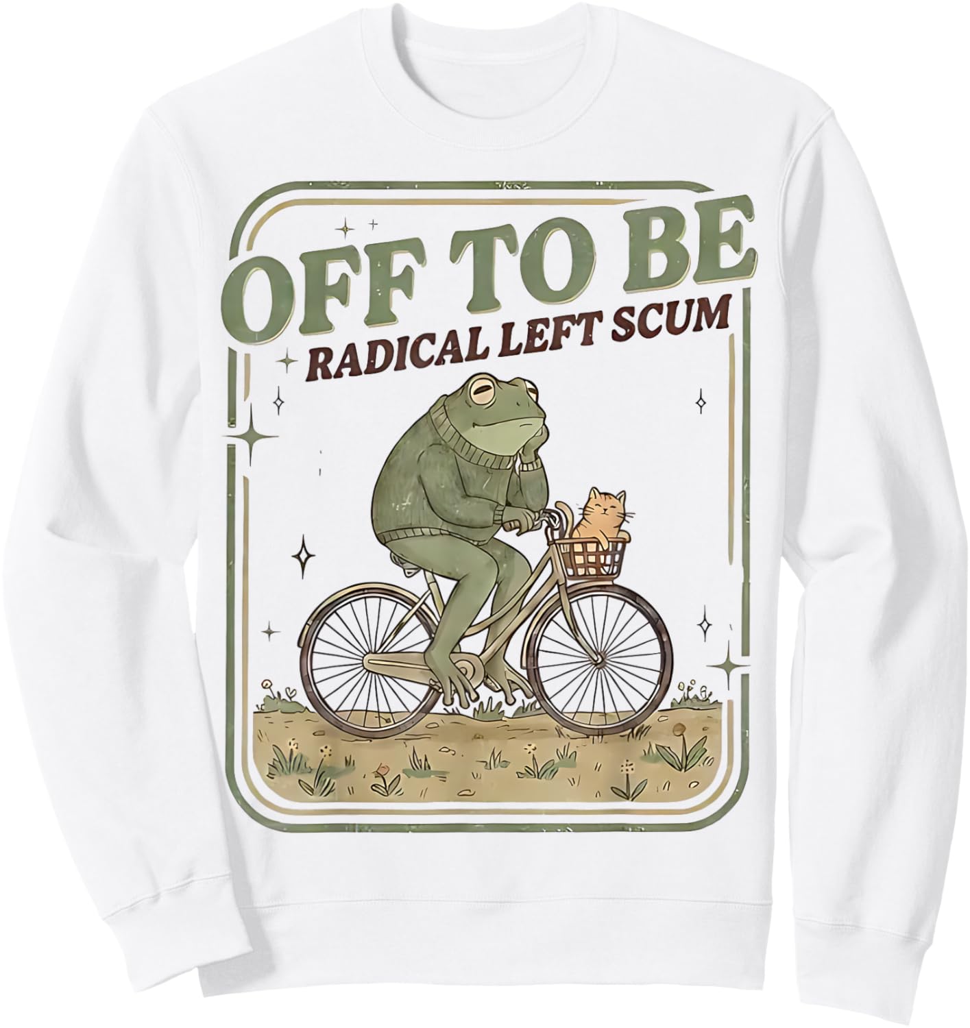 Frog Bicycle Meme Sweatshirt - Sweatshirt | White