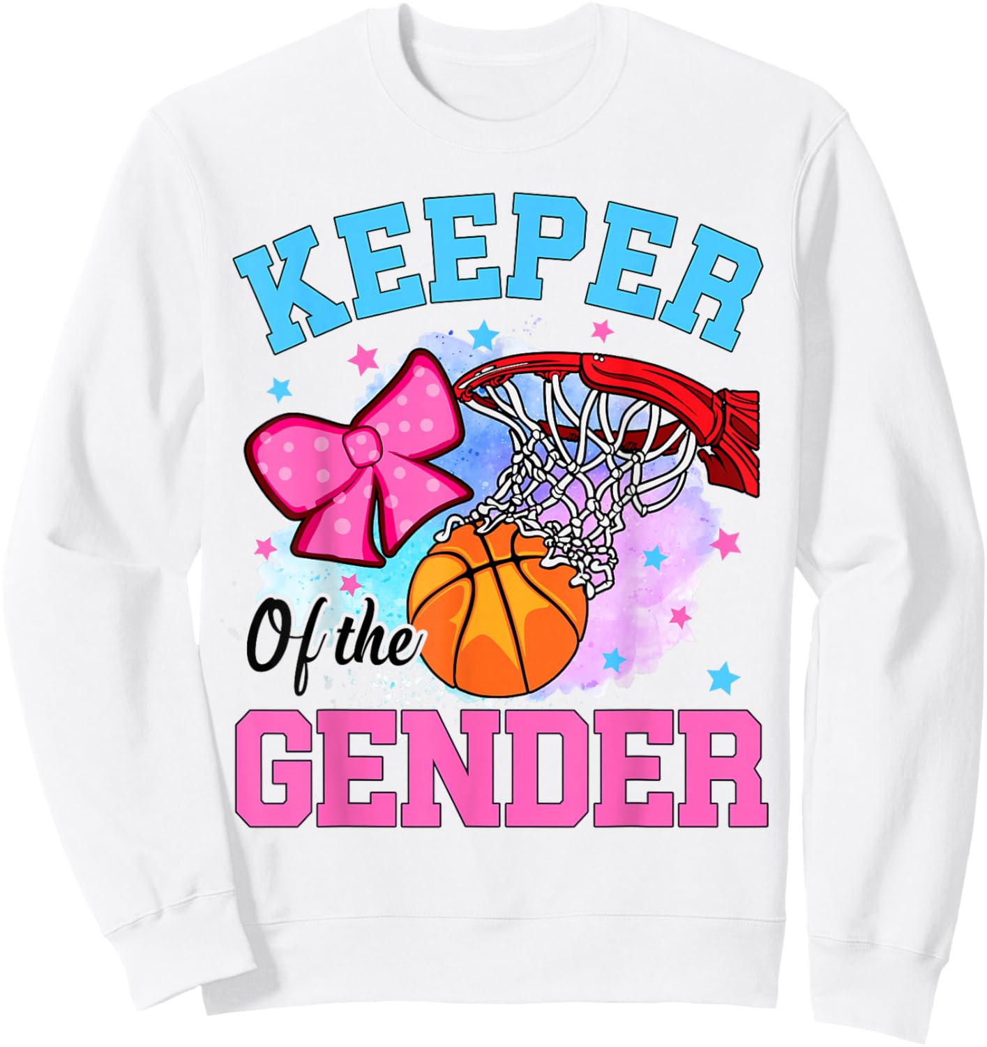 Keeper Of The Gender Basketball Gender Reveal Baby Shower Sweatshirt - Sweatshirt | White