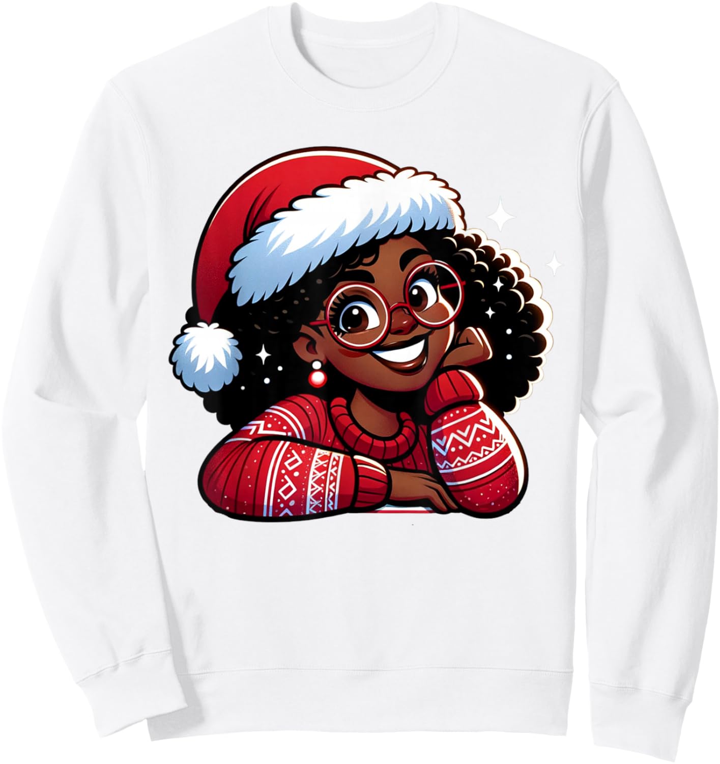 African American Merry Christmas African Black Women Girls Sweatshirt - Sweatshirt | White