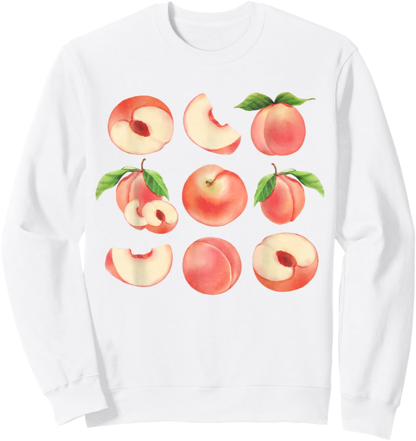 Vintage Peaches Graphic Cute Women Summer Fruit Sweatshirt - Sweatshirt | White