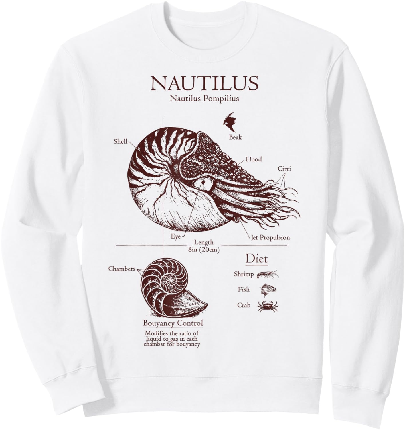 Nautilus Anatomy Nautilus Lover Biology Sea Ocean Animal Sweatshirt - Sweatshirt | White
