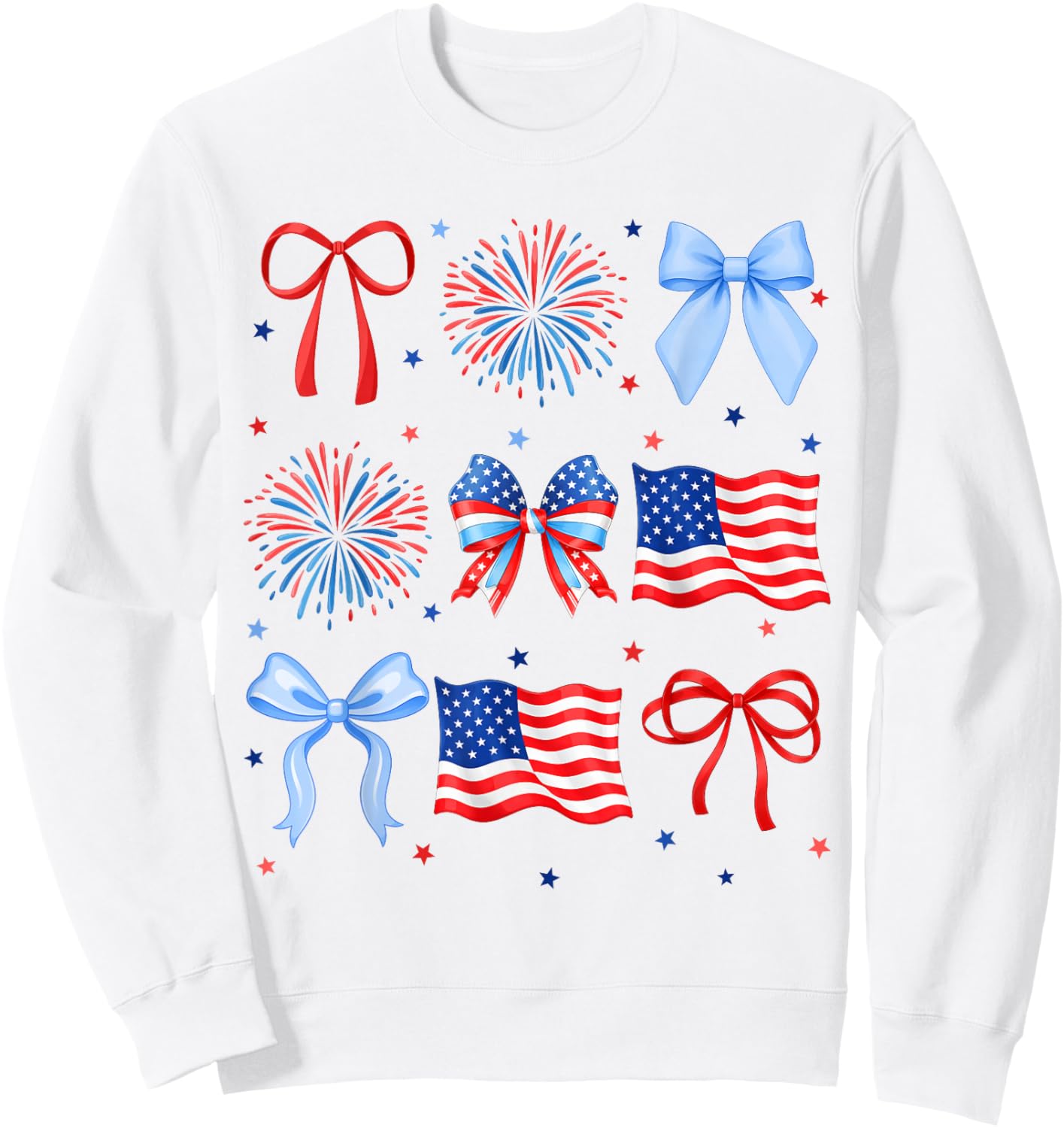 4th of July USA Flag Coquette Firework US America Women Girl Sweatshirt - Sweatshirt | White