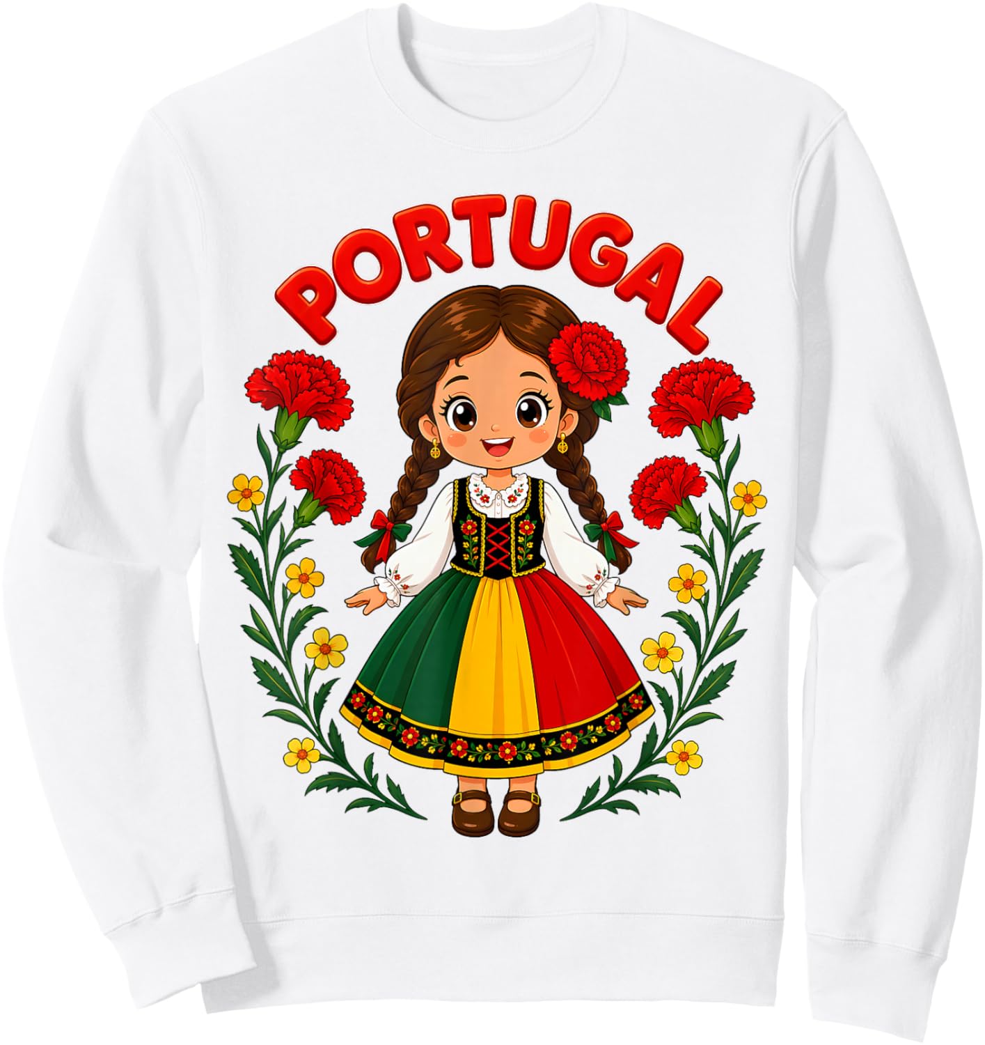 Portugal Girl in Traditional Folk Dress Sweatshirt - Sweatshirt | White