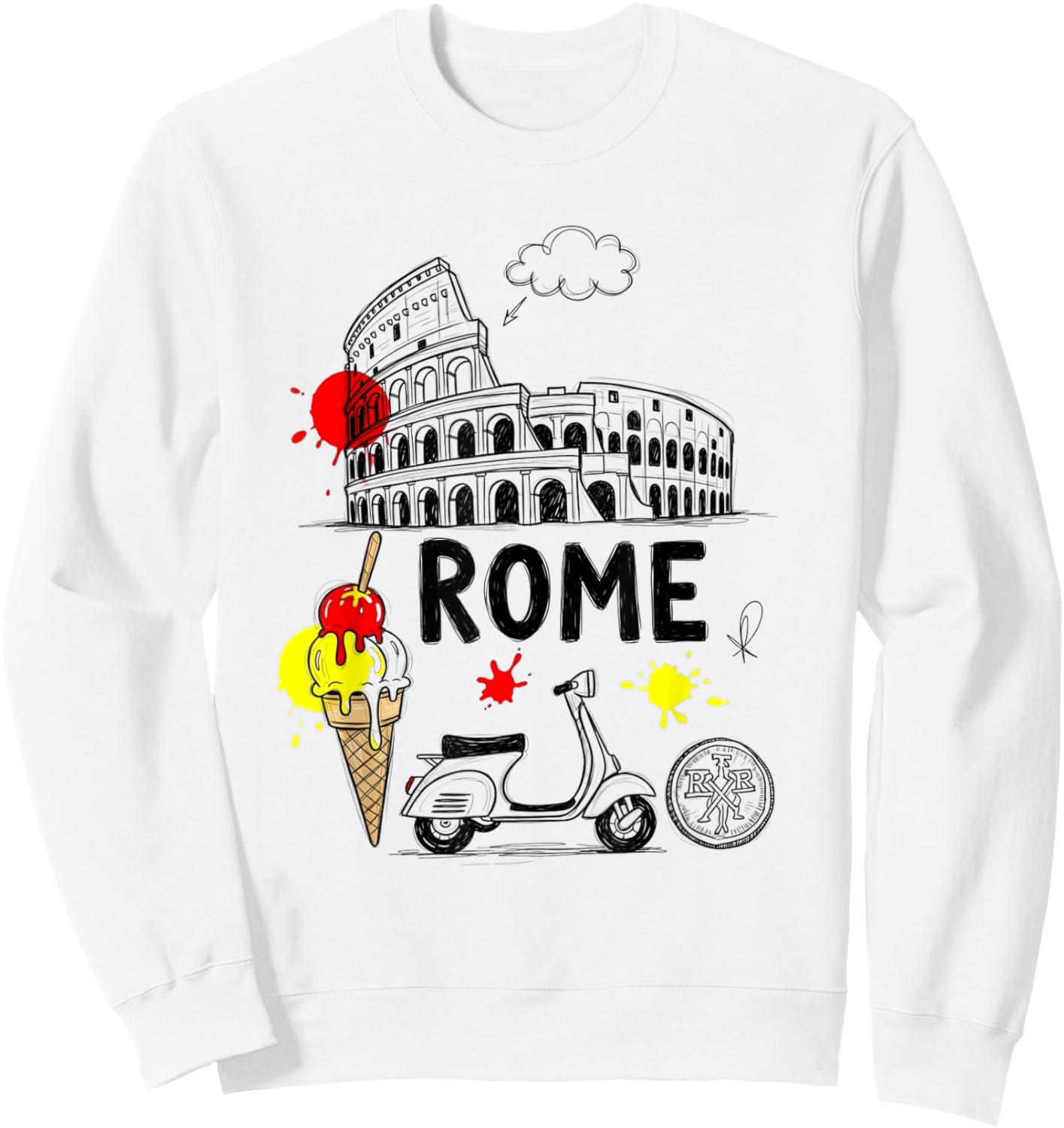 Rome Colisée Scooter Gelato Art Souvenir de Voyage pour Enfants Sweatshirt - Sweatshirt | White