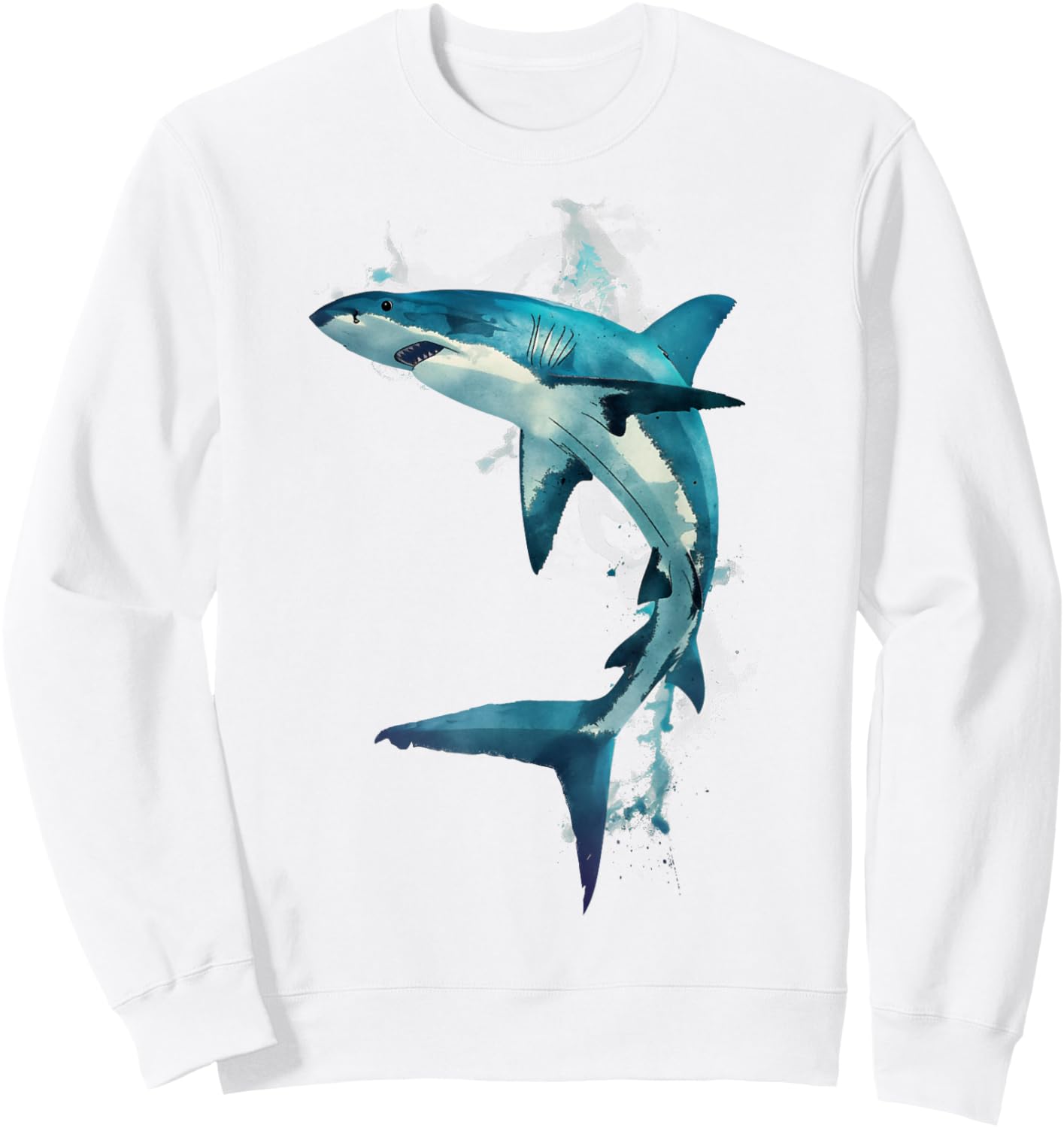 Mako Shark in Action Dynamic Mako Shark Design Mako Art Sweatshirt - Sweatshirt | White