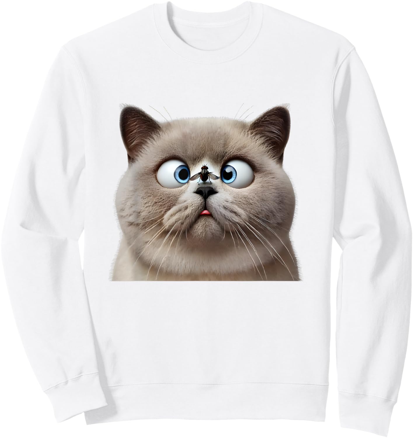 Funny Cross Eyed British Shorthair Cat Women Kids Sweatshirt - Sweatshirt | White