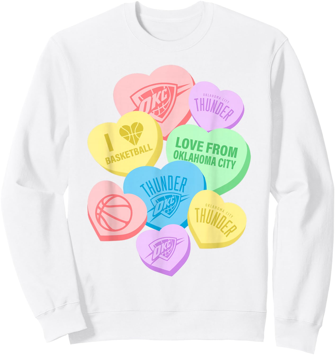 NBA Oklahoma City Thunder Valentine's Day Candy Hearts Sweatshirt - Sweatshirt | White