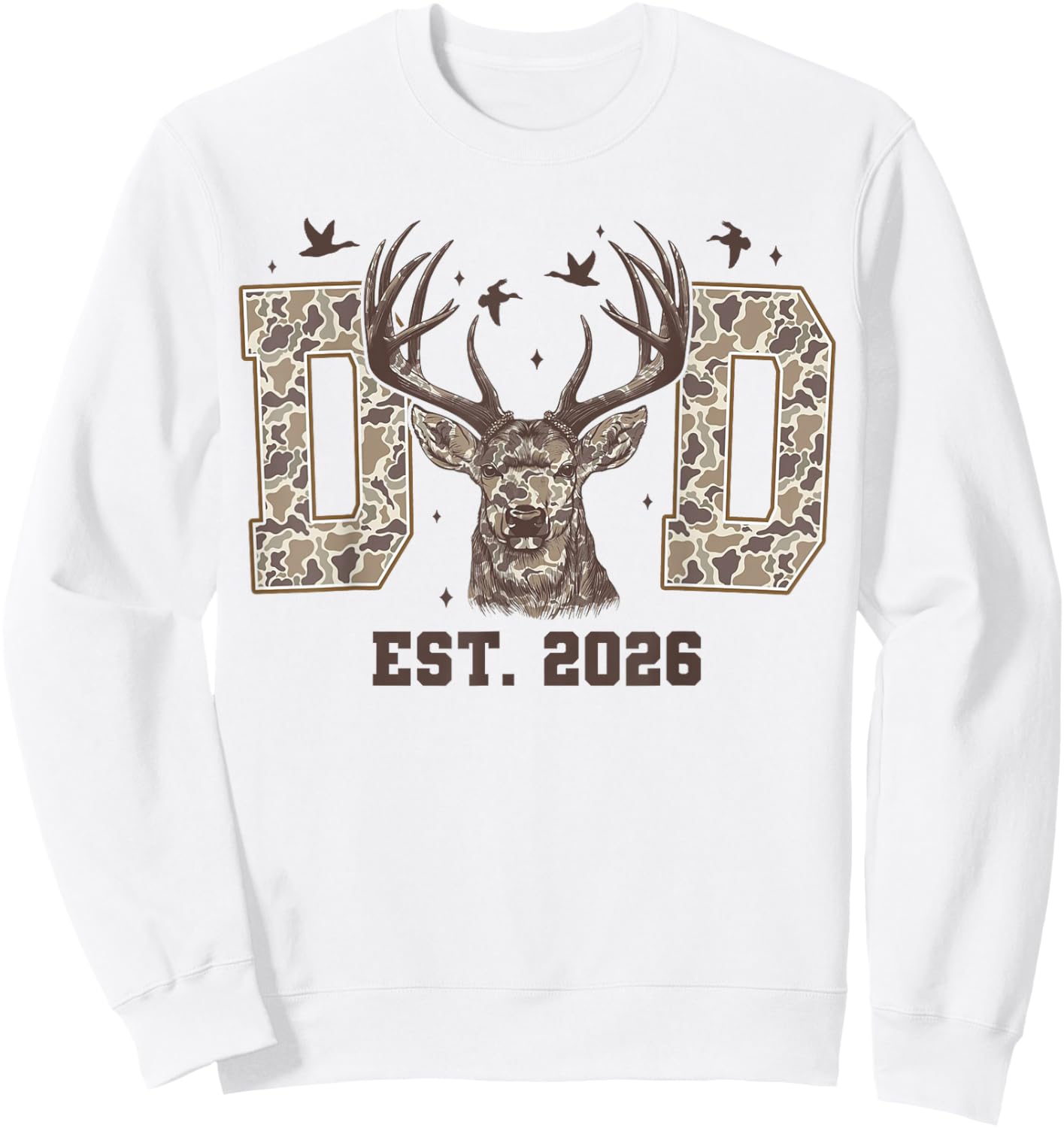 Dad EST 2026 Camo Deer Hunting Promoted to Dad Father's Day Sweatshirt - Sweatshirt | White