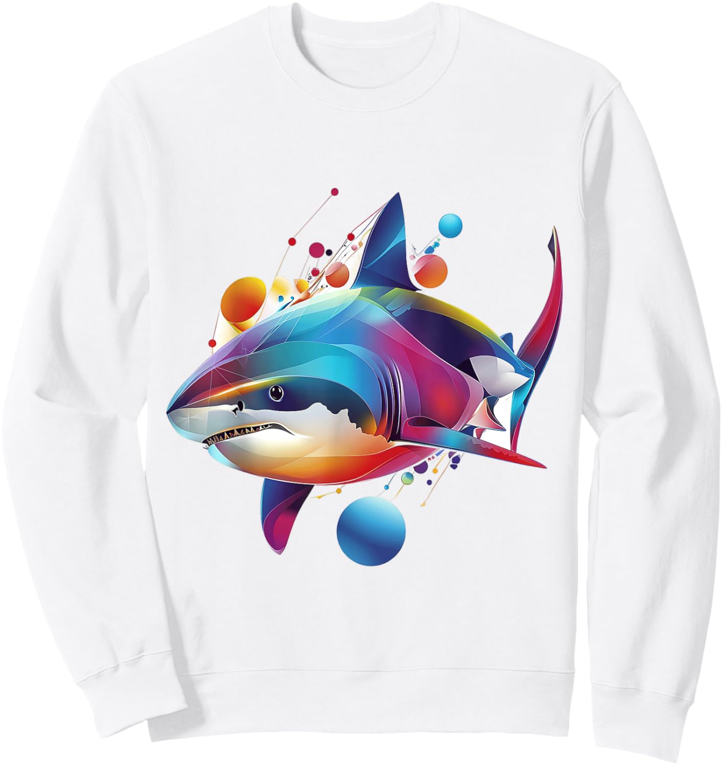 Shark Animal Print Motif Colorful Artwork Abstract Shark Sweatshirt - Sweatshirt | White