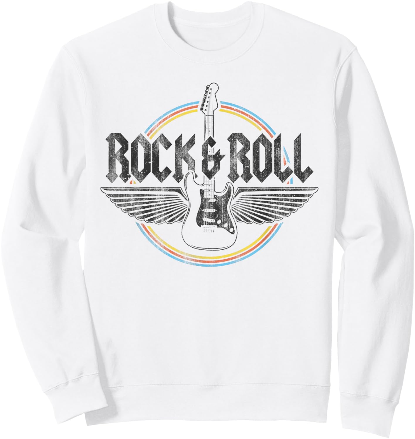 Retro Vintage Rock & Roll Guitar Wings Music Concert Band Sweatshirt - Sweatshirt | White