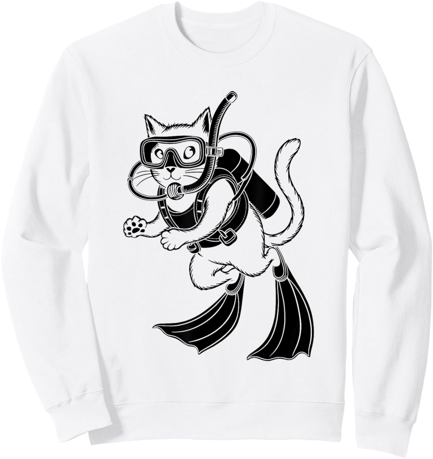 Cat Scuba Diver Under Water Diving Scuba Divers Sweatshirt - Sweatshirt | White