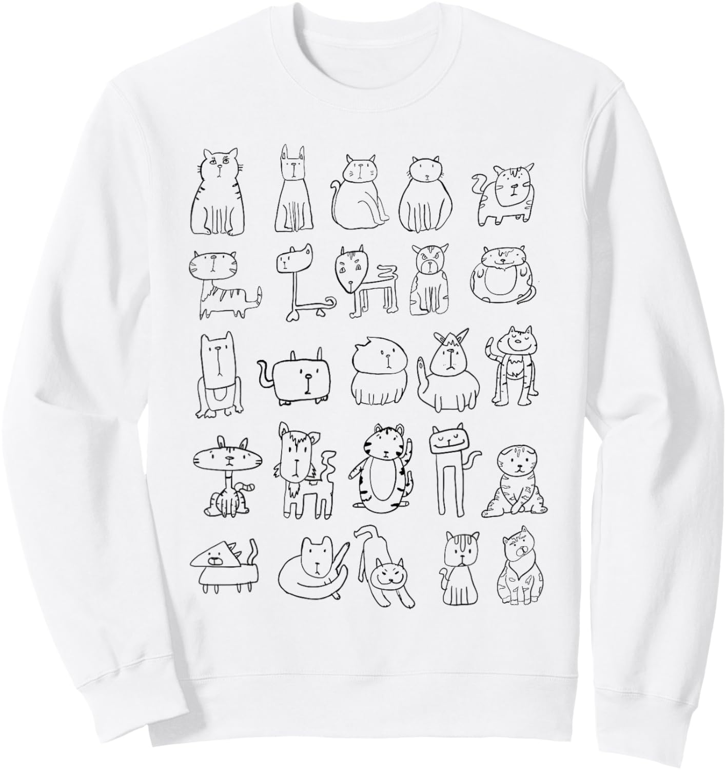 A Kitty Collection Of Cat Doodles Sweatshirt - Sweatshirt | White