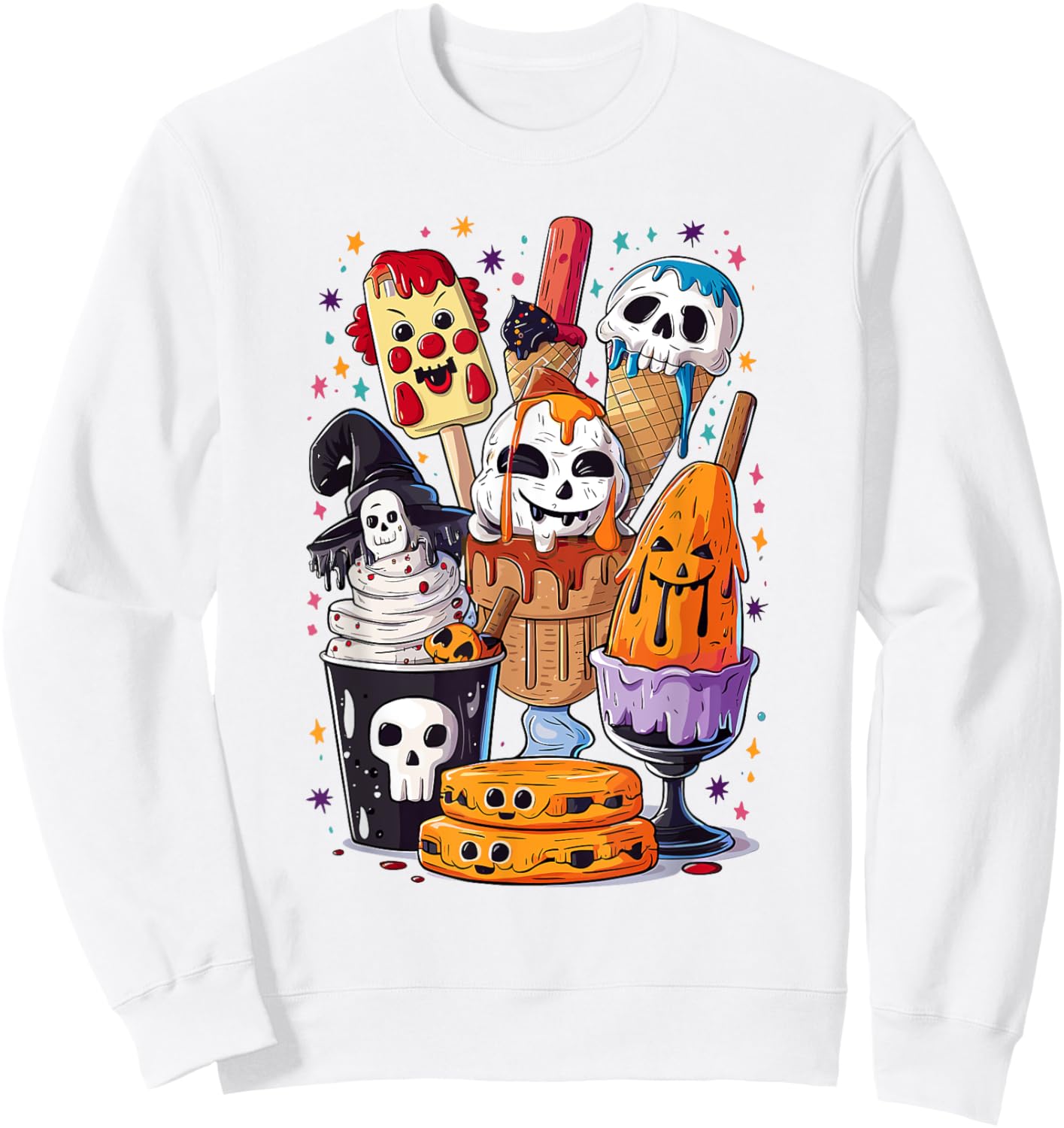 Scary Ice Cream Halloween Popsicle Ghoul Summer Halloween Sweatshirt - Sweatshirt | White