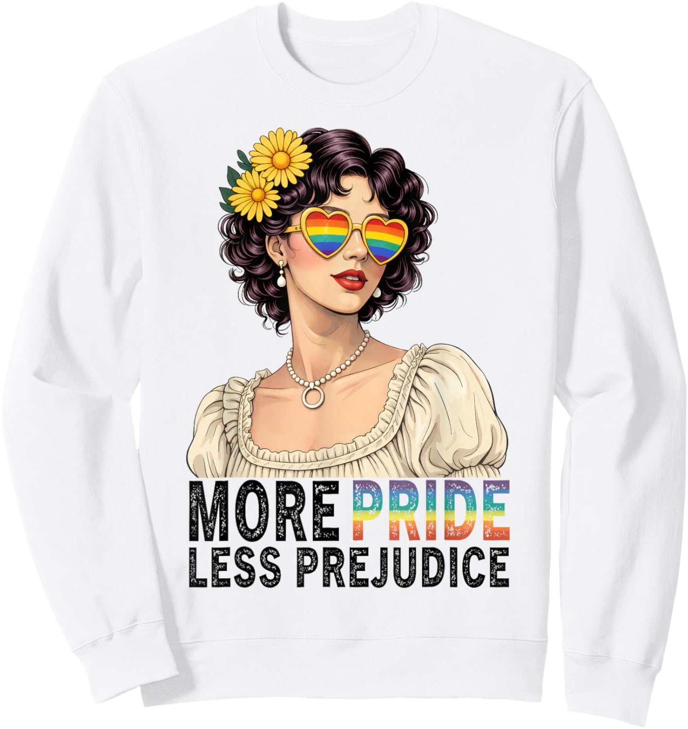 More Pride Less Prejudice LGBTQ Pride Month Sweatshirt - Sweatshirt | White