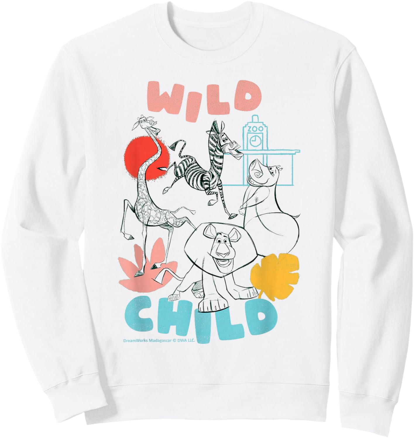 Wild Child Madagascar Zoo Adventure Fun Sweatshirt - Sweatshirt | White