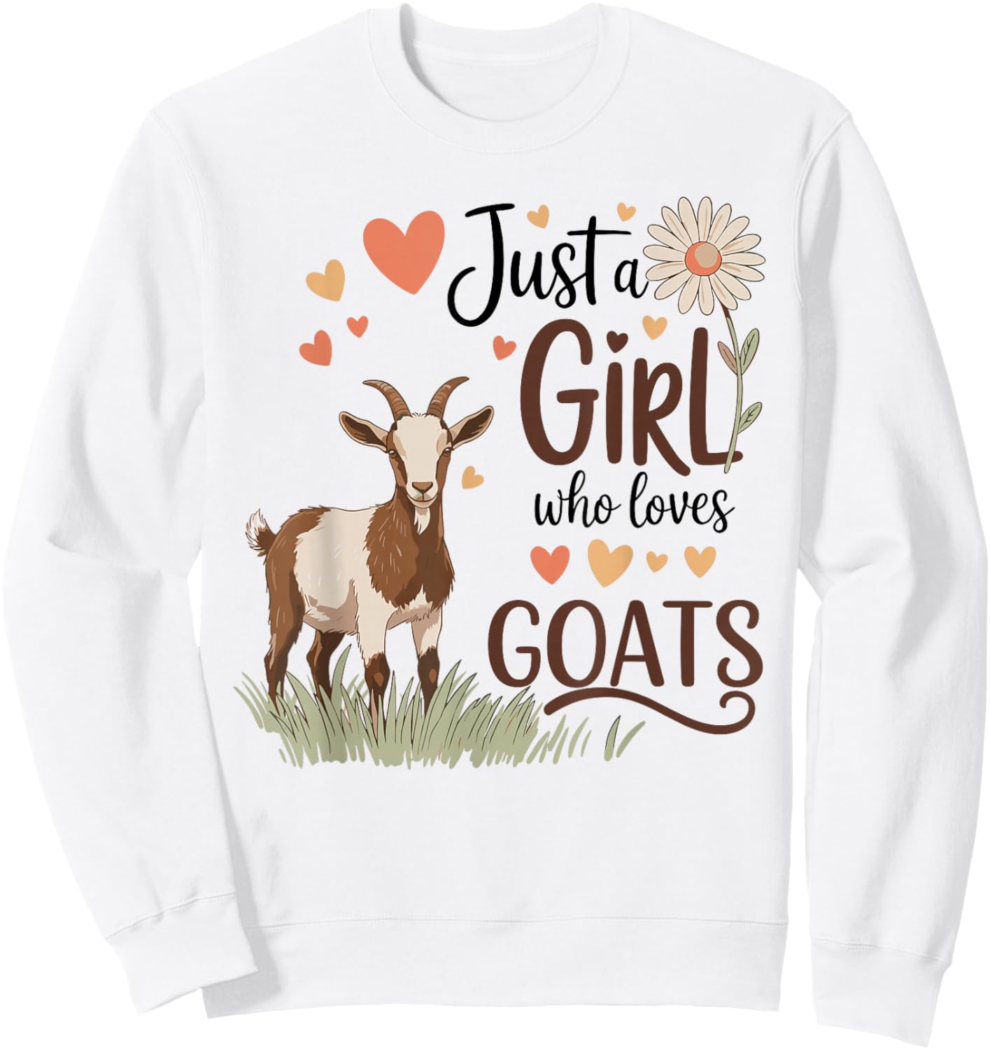 Just a Girl Who Loves Goats Cute for Girls Women Sweatshirt - Sweatshirt | White