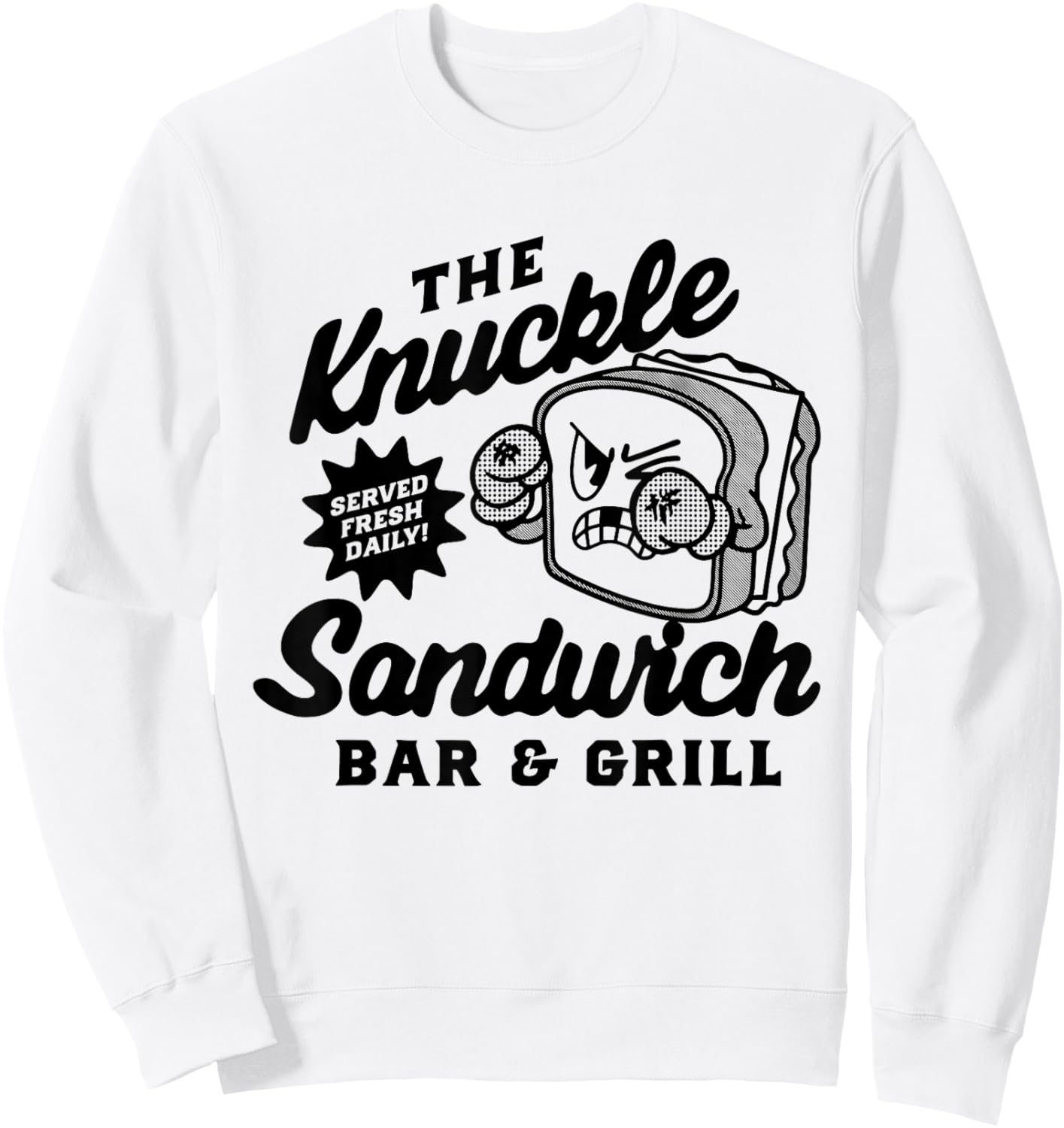 The Knuckle Sandwich Bar & Grill Fighting Joke Bar Humor Sweatshirt - Sweatshirt | White