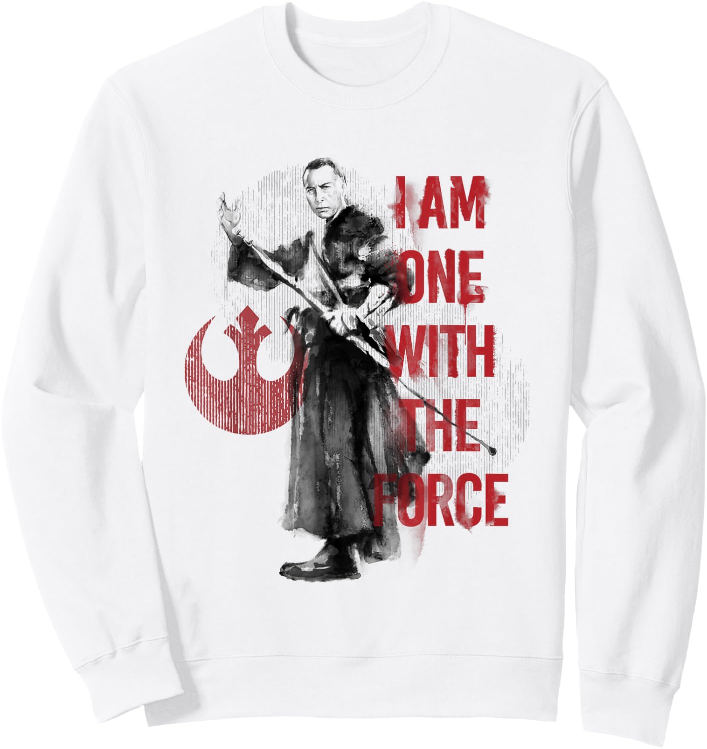 Star Wars Rogue One Am One With The Force Chirrut Retro Logo Sweatshirt - Sweatshirt | White