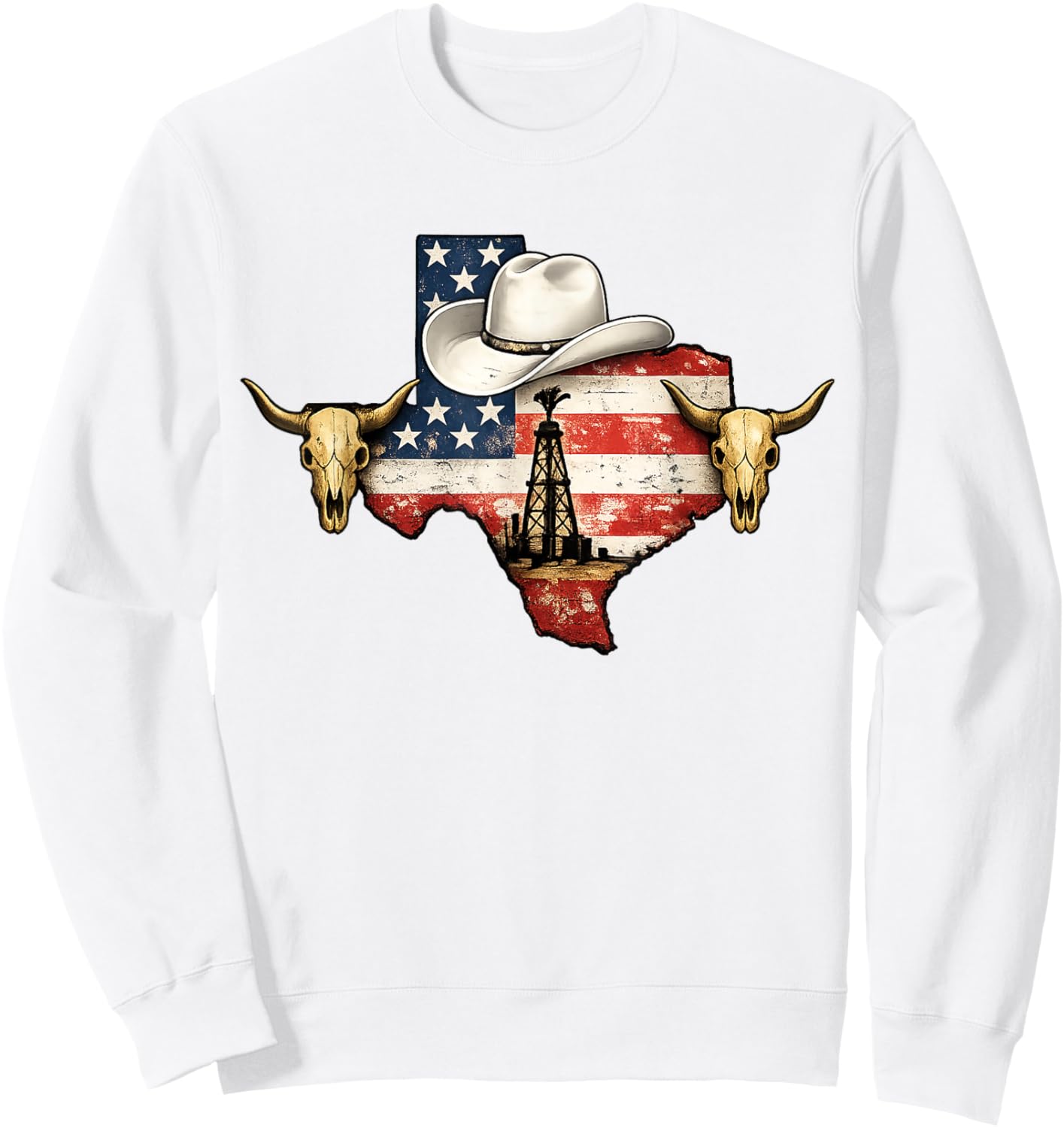 Vintage Texas Oilfield Rancher Cowboy Oilman Western Pride Sweatshirt - Sweatshirt | White