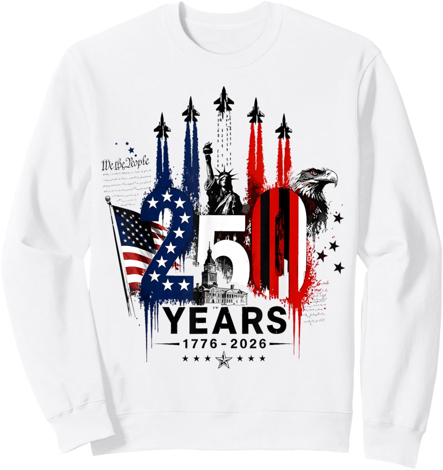 American 1776-2026 Air Force 4th of July 250 Years Freedom Sweatshirt - Sweatshirt | White