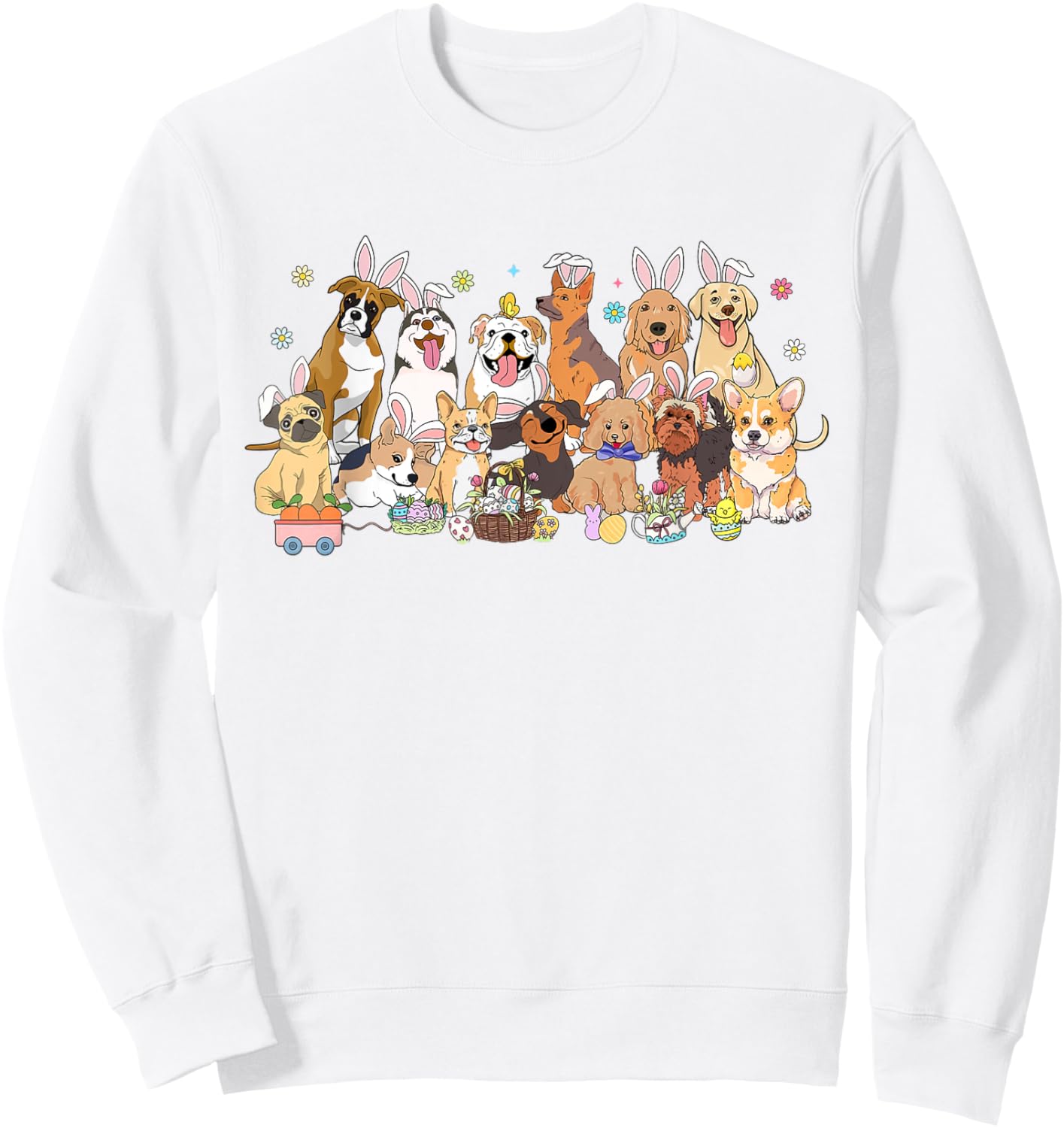 Women Easter Bunny Dog Egg Hunters Dog Lover Dog Mom Sweatshirt - Sweatshirt | White