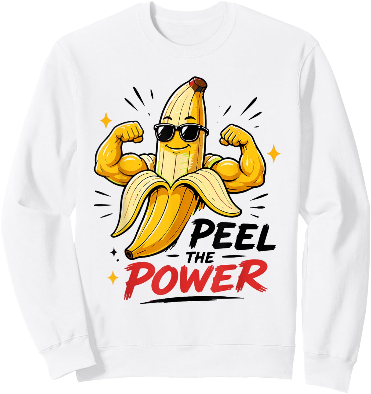 Peel The Power Strong Banana Gym Motivation Sweatshirt - Sweatshirt | White