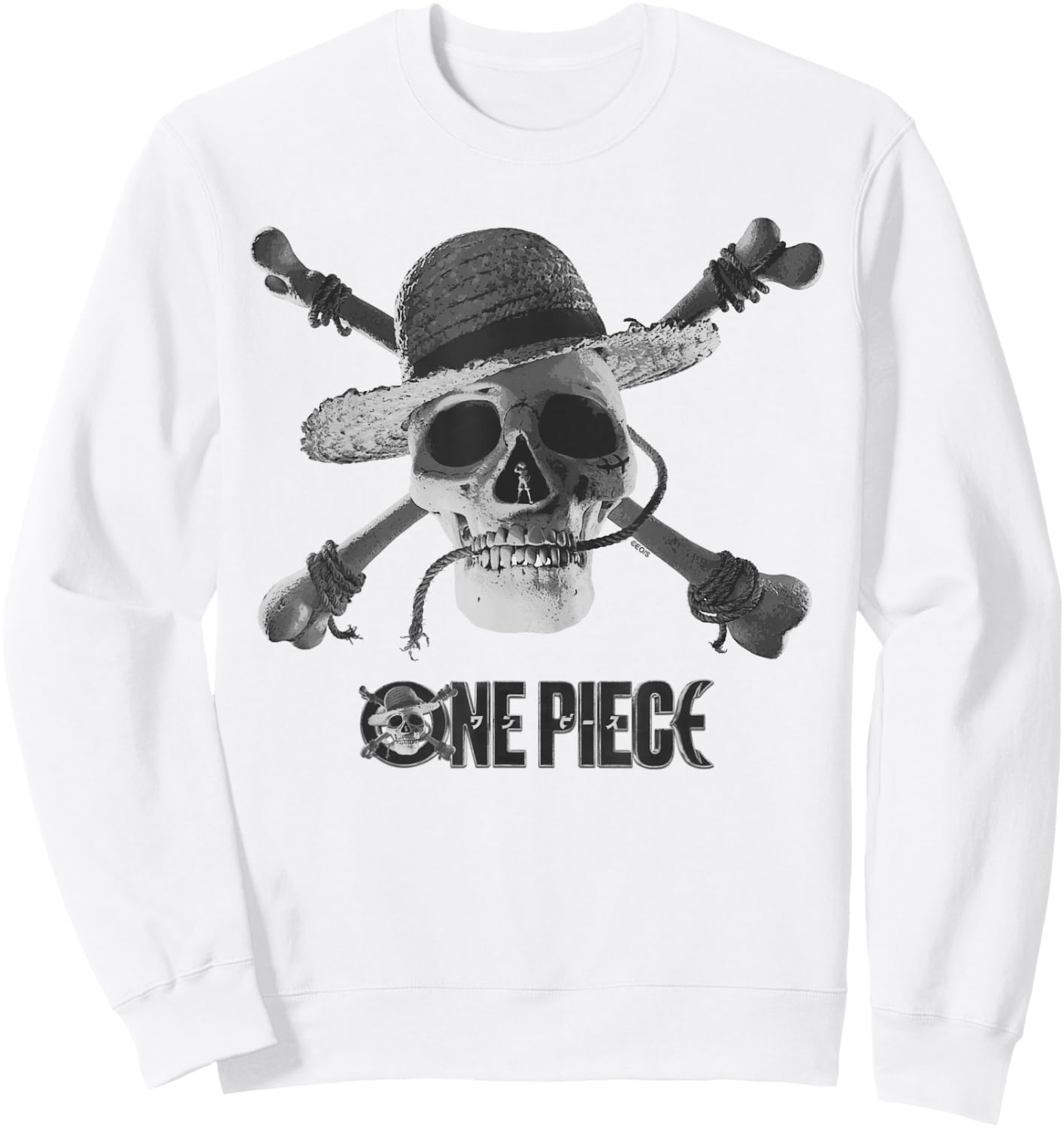 One Piece Mono Skull & Logo Sweatshirt - Sweatshirt | White