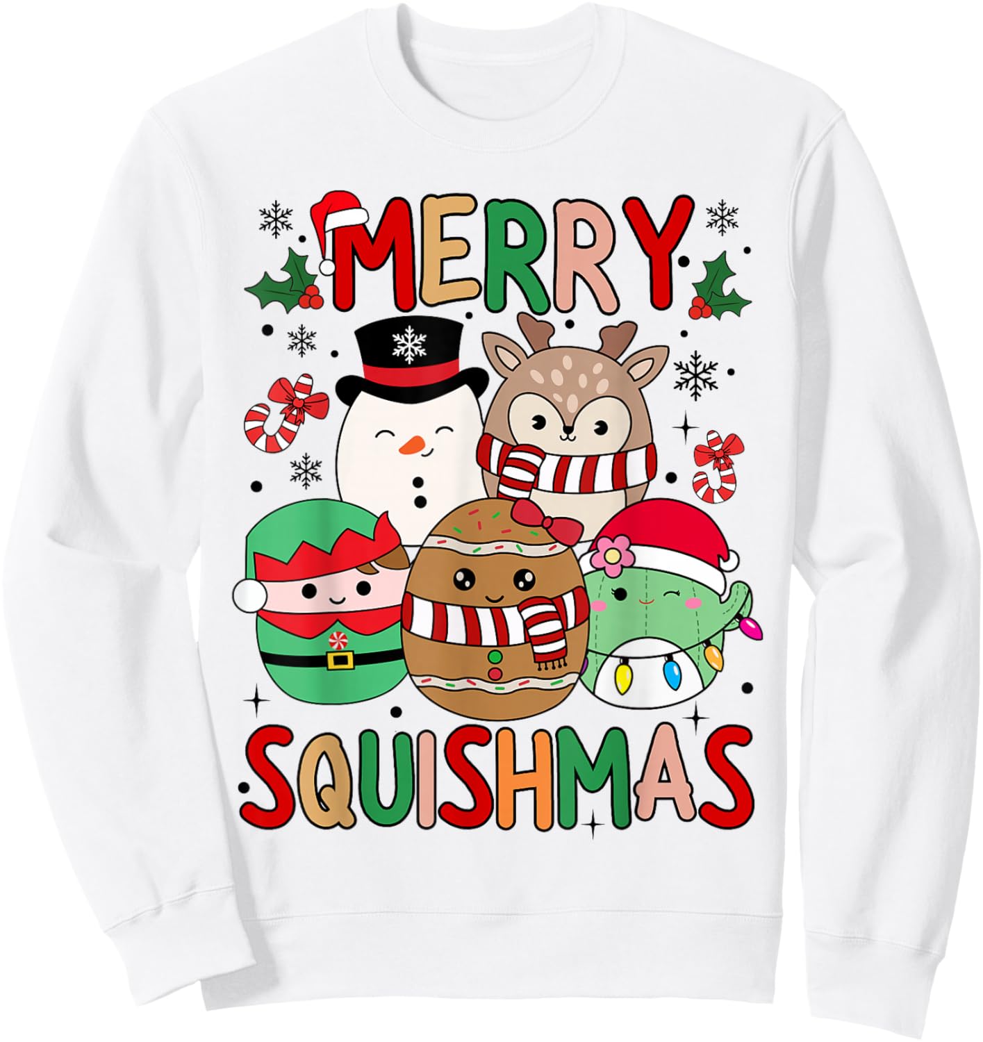 Squish Squad Merry Christmas Gifts Cute for Kids Woman Sweatshirt - Sweatshirt | White