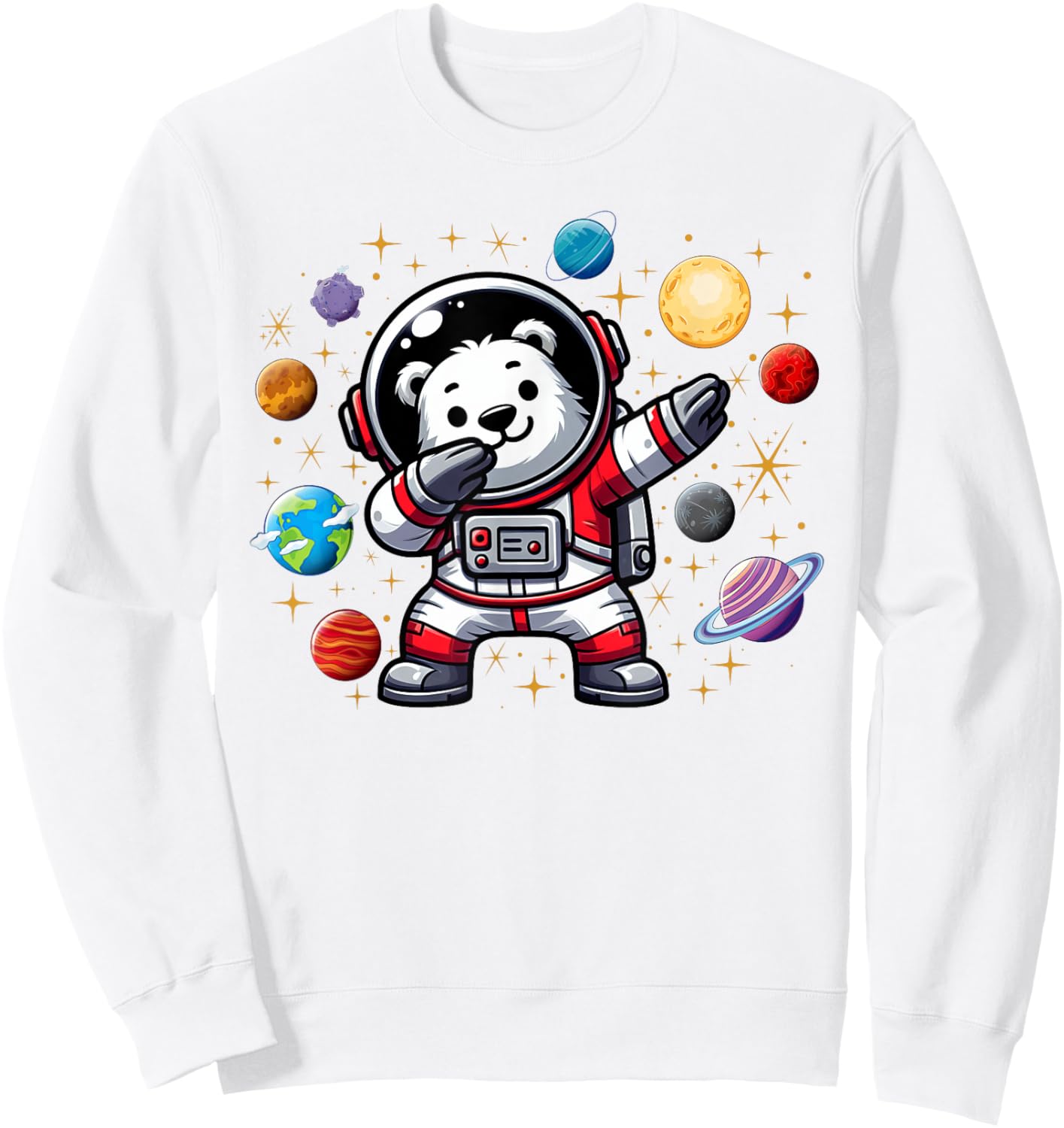 Polar Bear Astronaut Dabbin In Space Cosmic Galaxy Adventure Sweatshirt - Sweatshirt | White