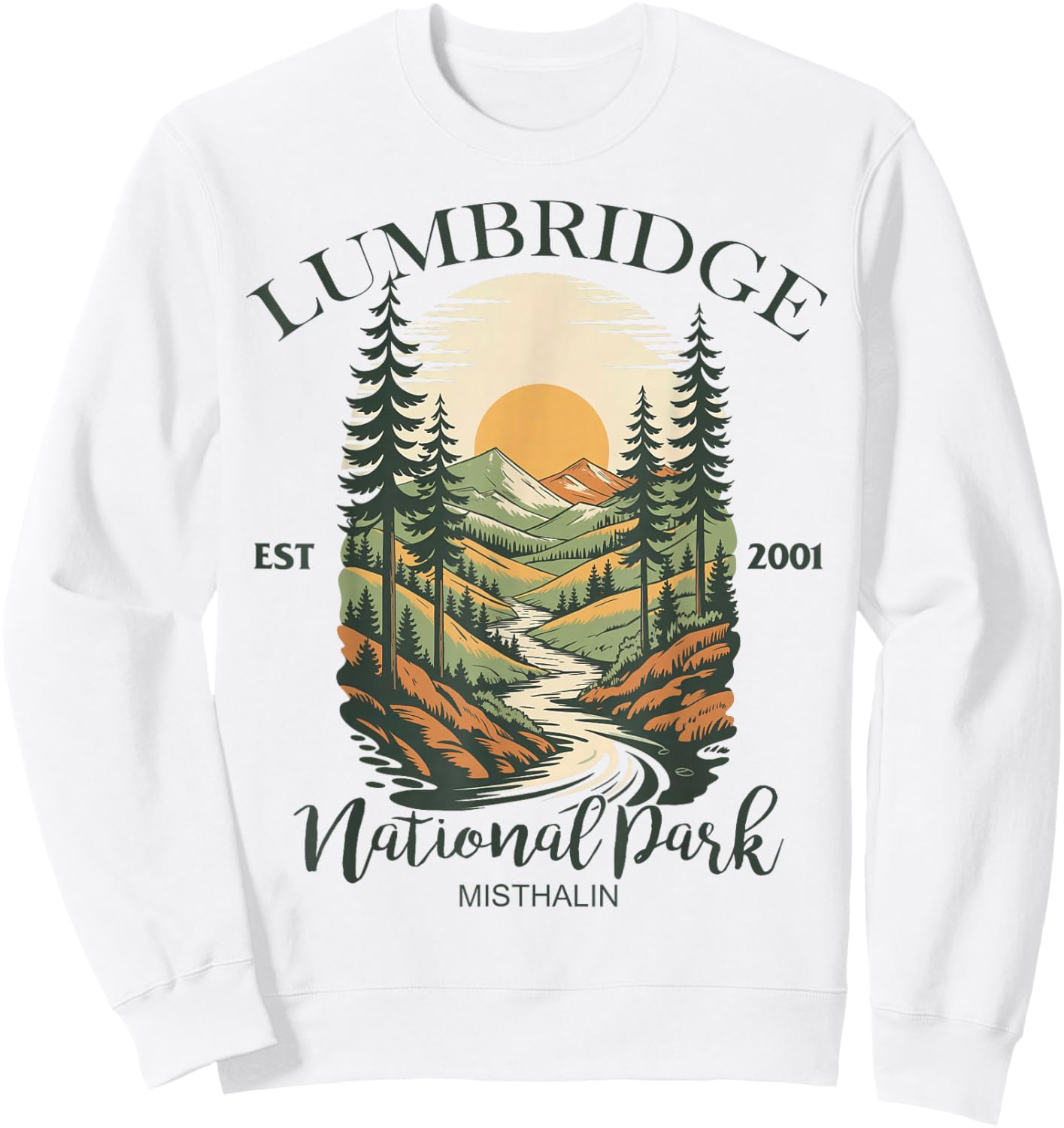 Lumbridge Nature Park Mountain River Retro Sweatshirt - Sweatshirt | White
