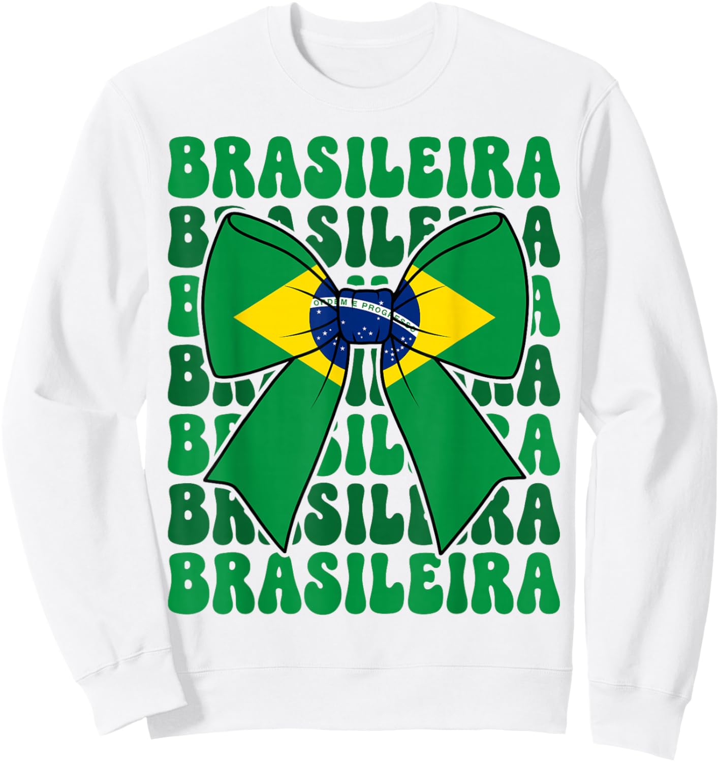 Brasileira Coquette Bow Brazil Brasil Cute Brazilian Girl Sweatshirt - Sweatshirt | White