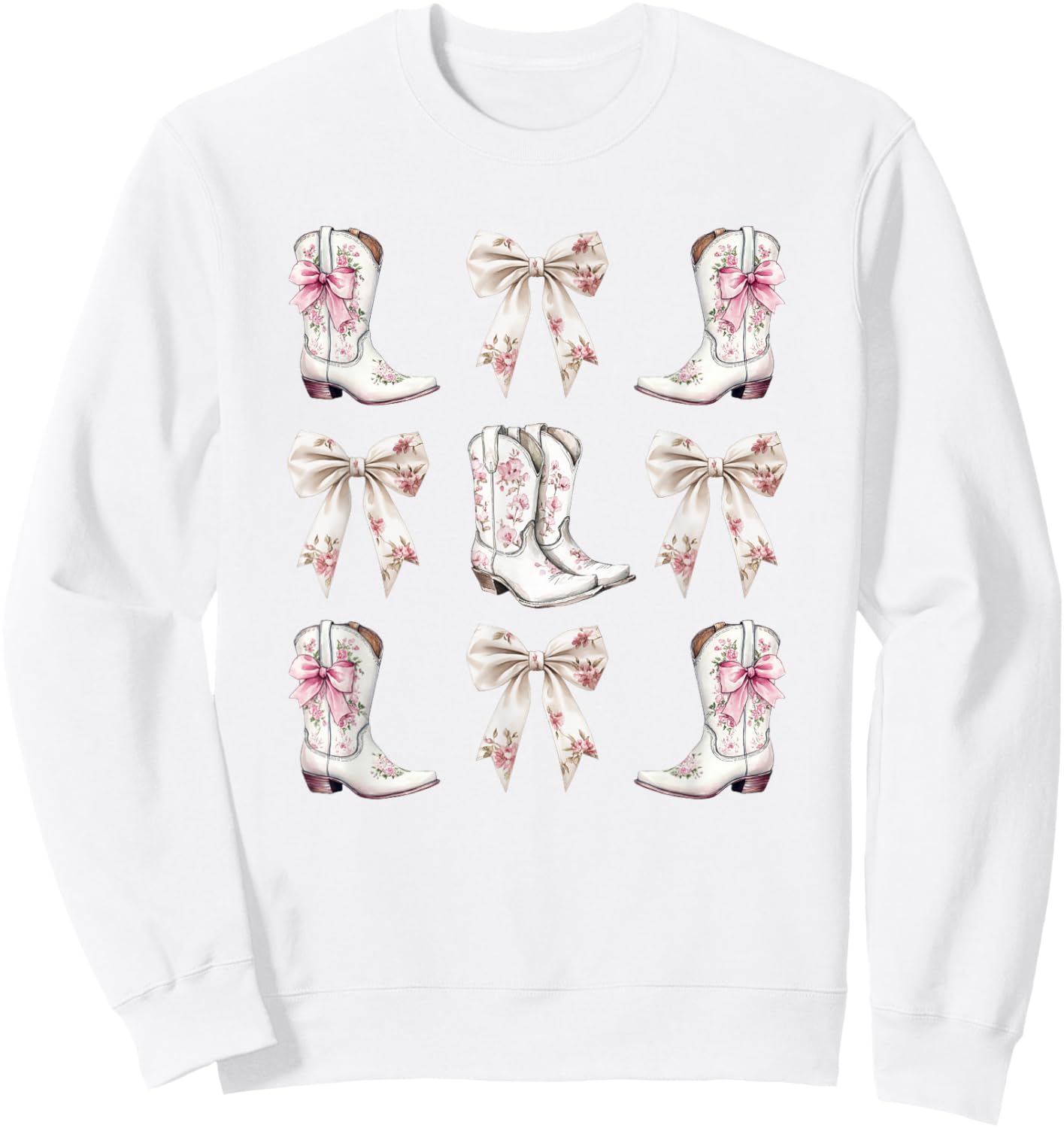 Cowgirl Pink toile coquette bows Sweatshirt - Sweatshirt | White