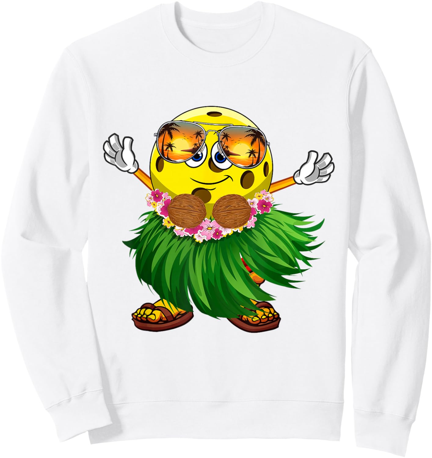 Cute Hawaiian Pickleball Ball Tropical Beach Summer Vacation Sweatshirt - Sweatshirt | White