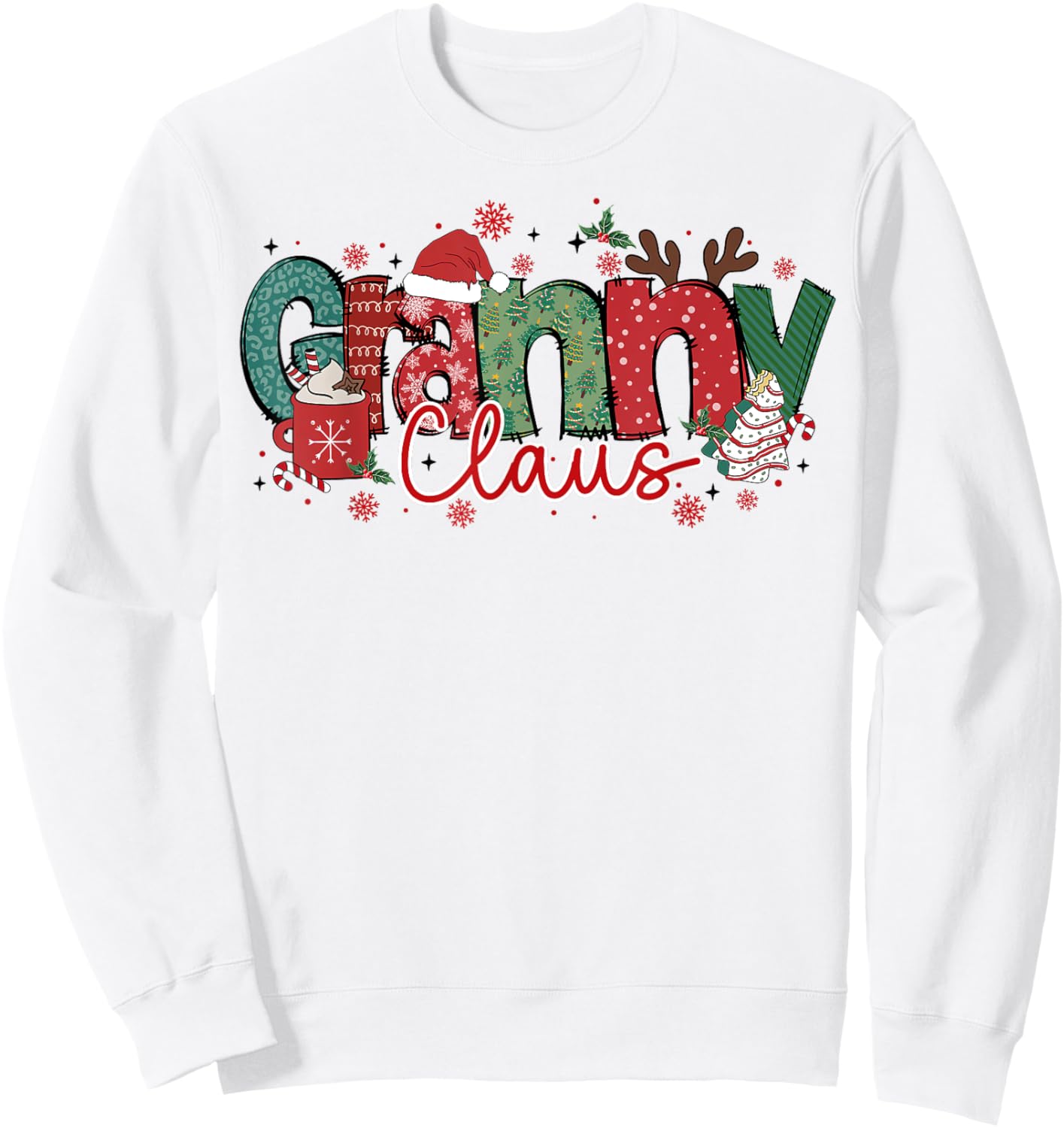 Granny Claus Christmas Pajama Santa Claus Family Matching Sweatshirt - Sweatshirt | White