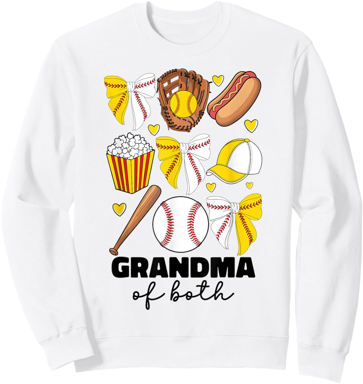 Grandma Of Both Baseball And Softball Grandma Coquette Bow Sweatshirt - Sweatshirt | White