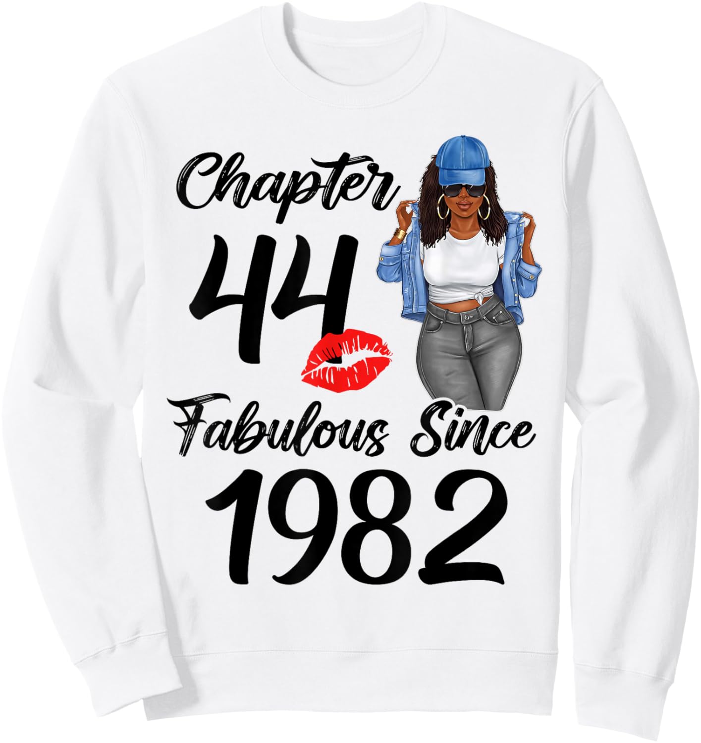 Chapter 44 Fabulous Since 1982 44th Black Women Birthday Sweatshirt - Sweatshirt | White