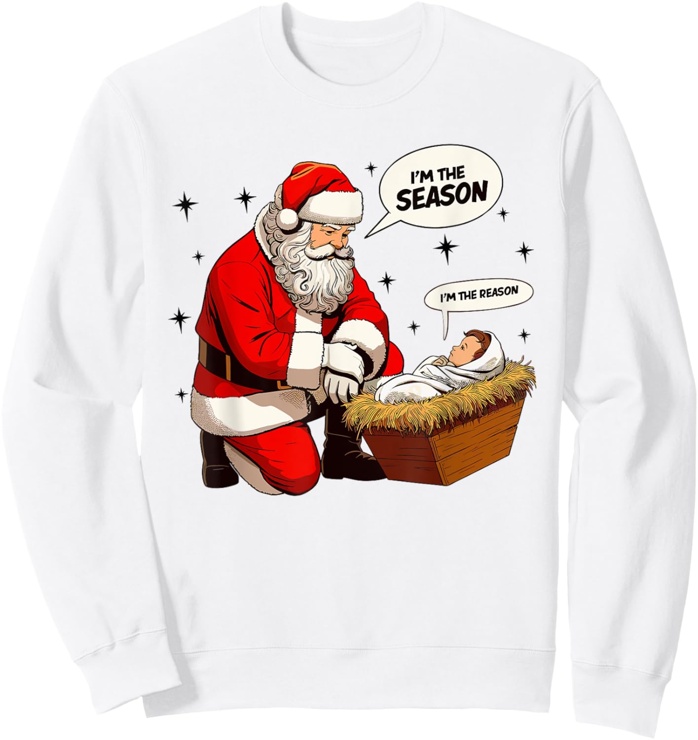 Christmas Jesus Is The Reason For The Season Christian Santa Sweatshirt - Sweatshirt | White