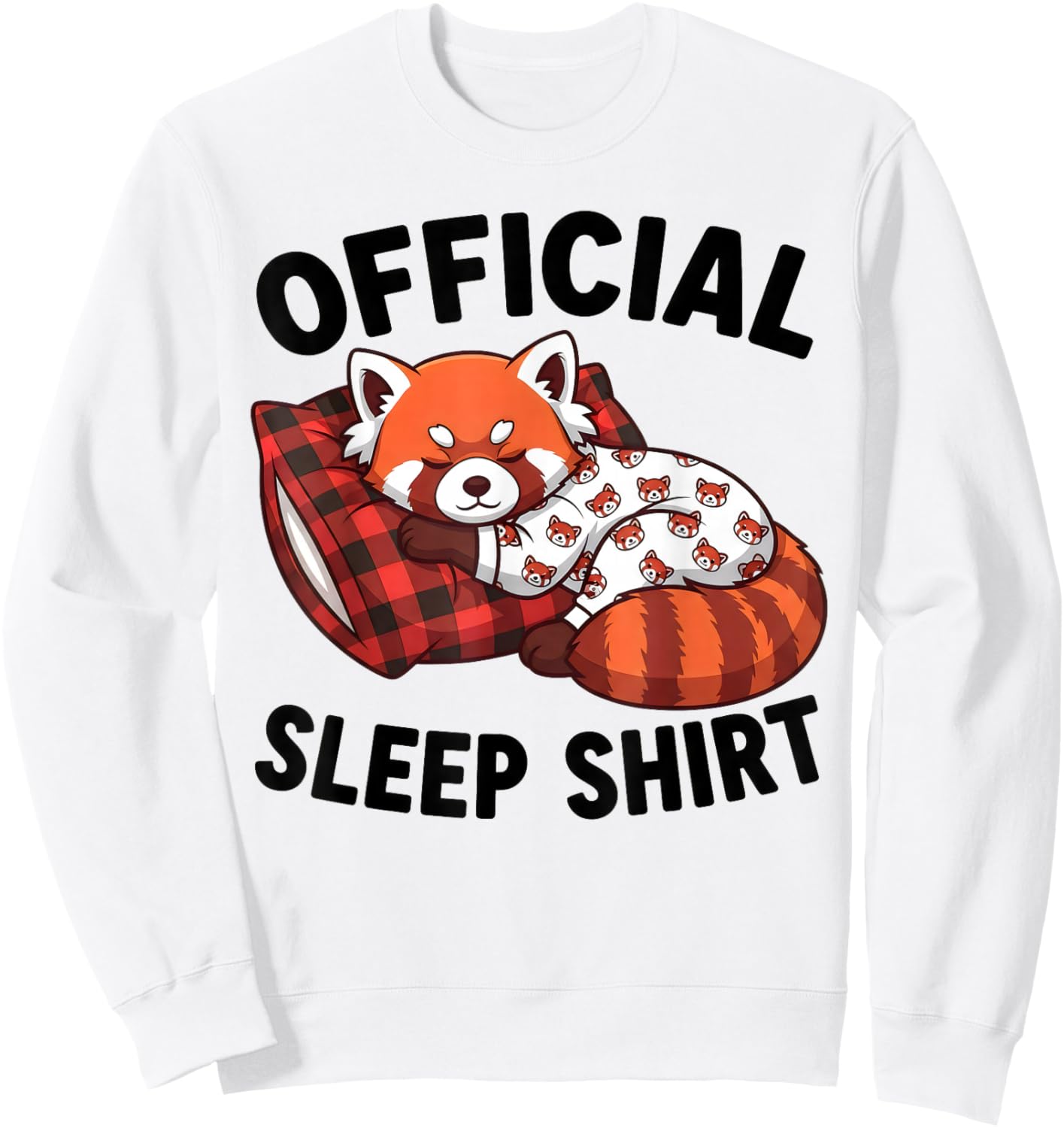 Cute Kawaii Sleeping Red Panda Official Sleepshirt Nightgown Sweatshirt - Sweatshirt | White
