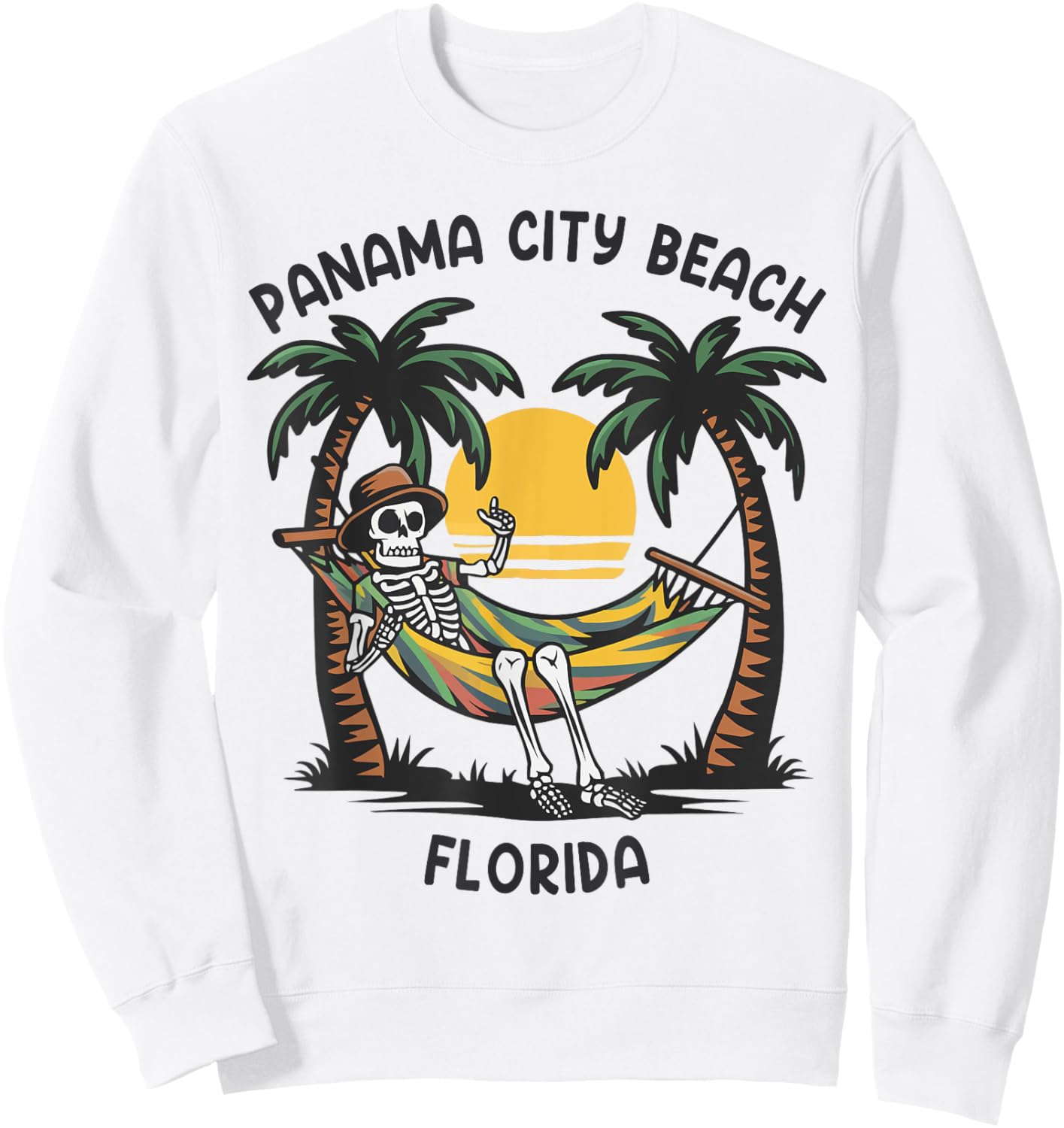 Vintage Panama City Beach Florida Palms FL Sunset Funny Men Women Sweatshirt - Sweatshirt | White