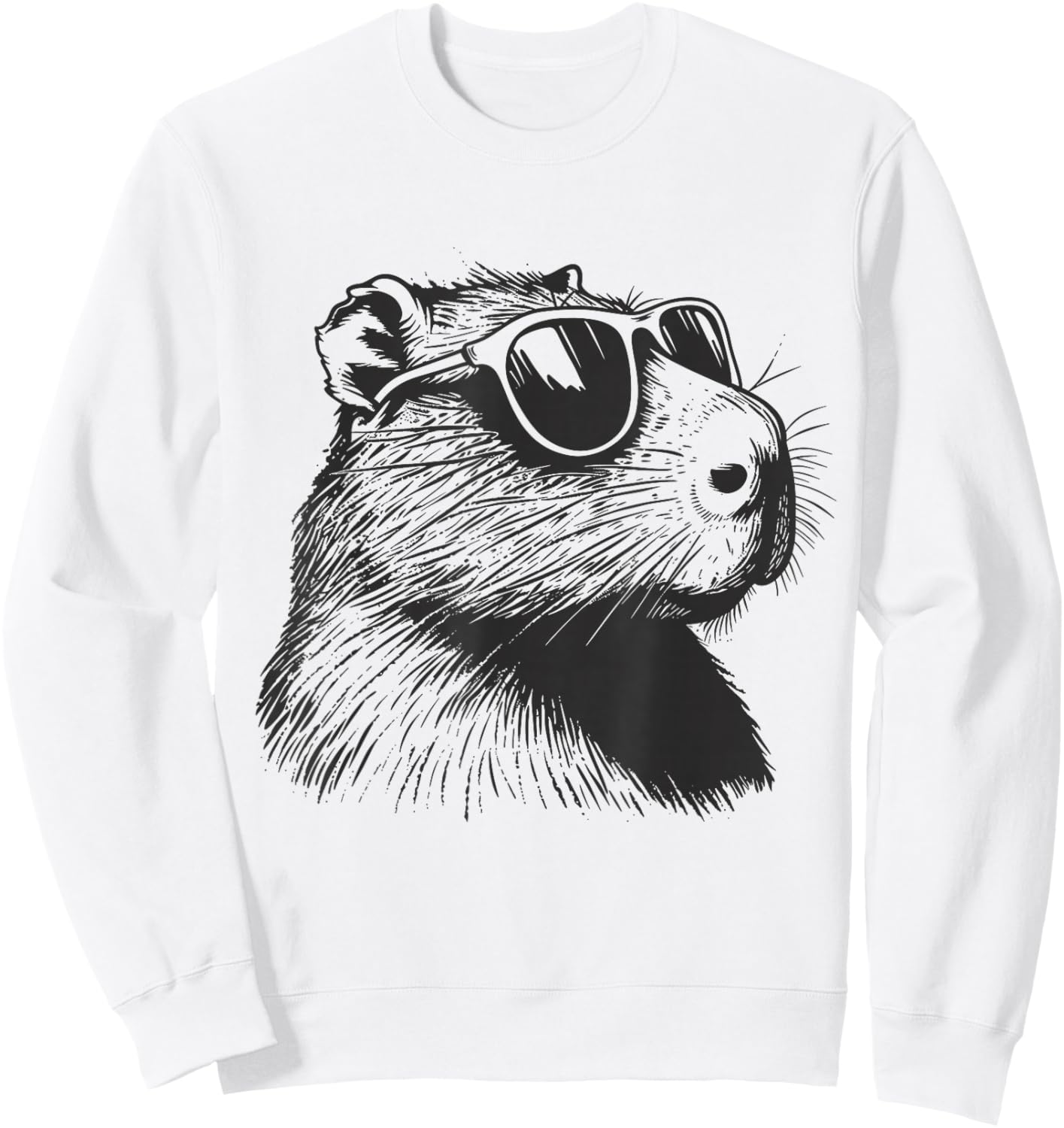 Capybara Lover Sunglasses Funny Animal Sweatshirt - Sweatshirt | White