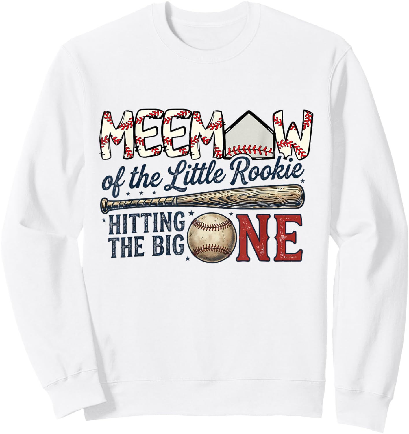 Grandma Meemaw of The Lil Rookie 1st Birthday Baseball Sweatshirt - Sweatshirt | White