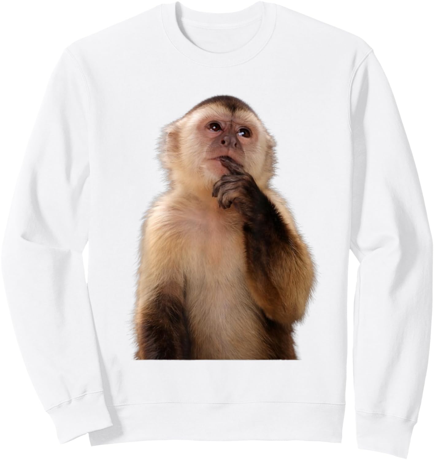 Funny Thinking Monkey Meme Sarcastic Sweatshirt - Sweatshirt | White