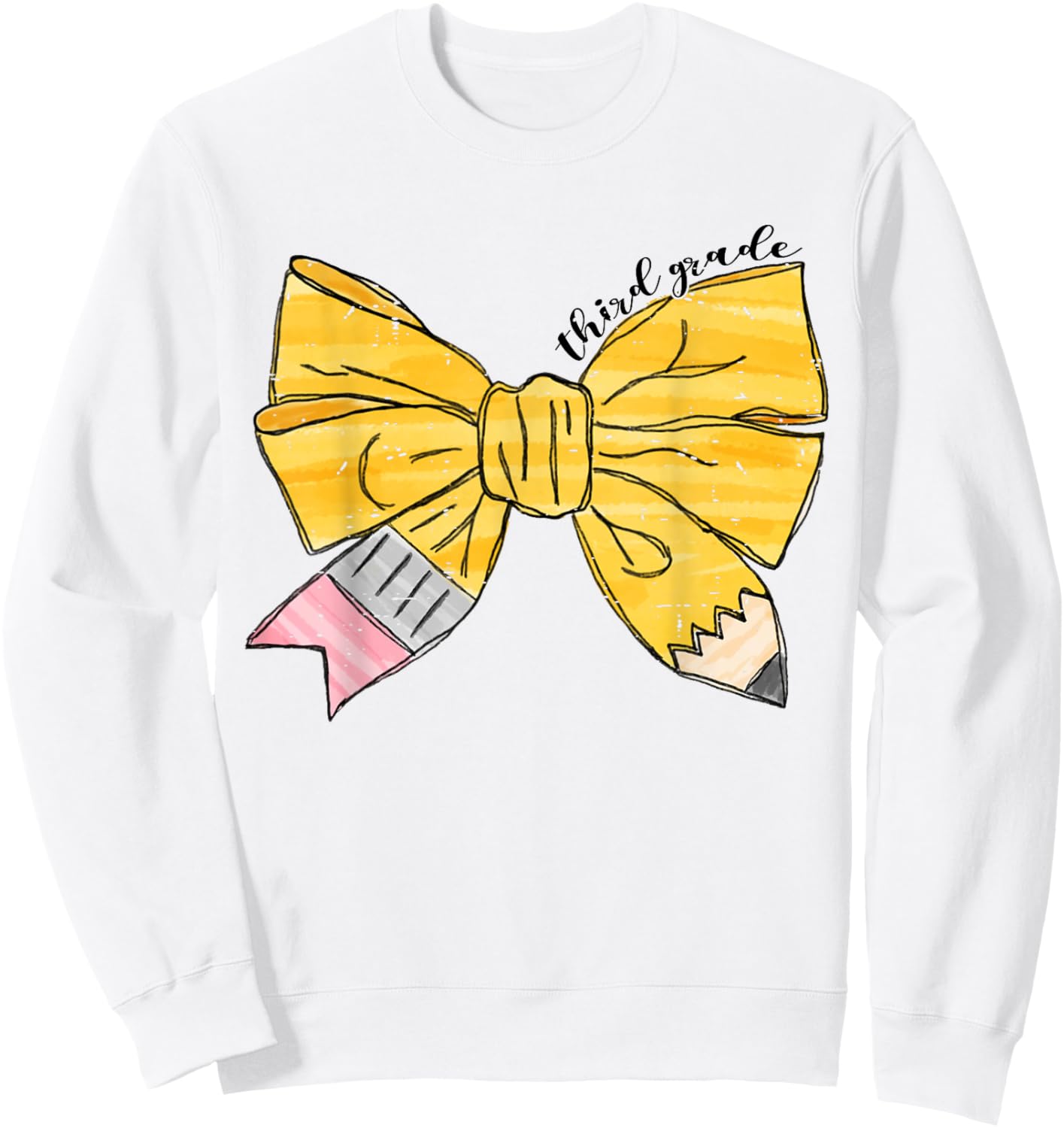 Coquette Bow Pencil Third Grade Kids Girls Back To School Sweatshirt - Sweatshirt | White